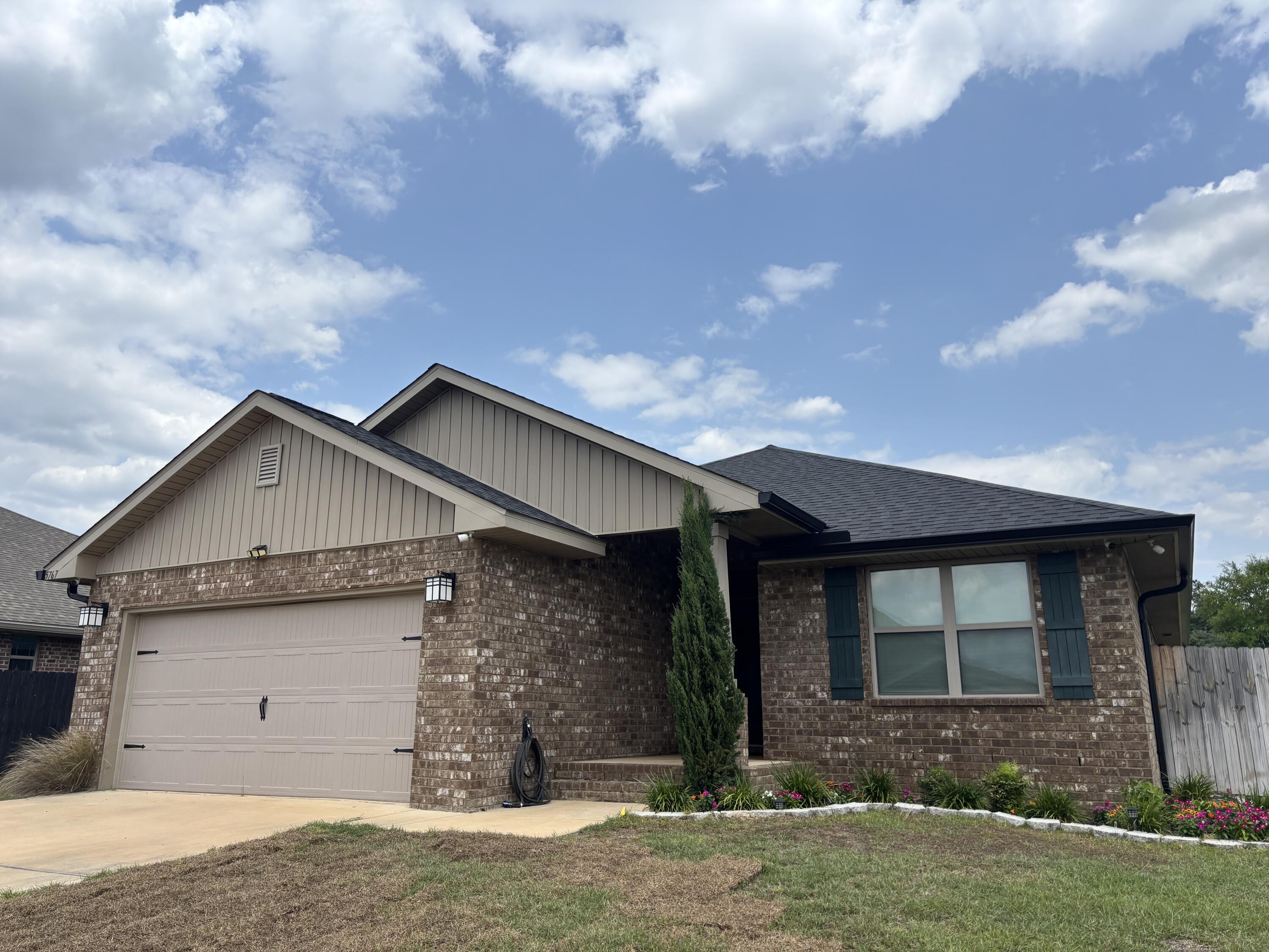 Welcome to this (almost) new, one-story brick home in beautiful Crestview—offering a perfect blend of comfort, style, and function. From the inviting front porch and custom front door to the open, thoughtfully designed interior, this home is full of character and upgrades. Step into a spacious family room that flows seamlessly into a modern kitchen, ideal for casual dining. Enjoy upgraded appliances, ample cabinetry, and room for barstools at the breakfast bar. The dedicated dining area features an accent wall and upgraded lighting, adding a touch of personality and warmth. The home boasts luxury vinyl plank flooring throughout, and a versatile flex space perfect for a home office, gym, playroom, or additional living area. Retreat to the primary suite where the ensuite bath includes stone countertops, dual vanities, and a relaxing soaking tub. Step outside to a screened-in covered patio that overlooks the fully fenced backyardcomplete with a paver walkway, security fence, and even a private sauna for ultimate relaxation. Florida living is not complete without a swimming pool...and Willow Creek Plantation offers tenants access to the community pool!! This is your opportunity to rent a beautifully maintained home with standout features in a peaceful setting. Contact us today to schedule your private showing!!