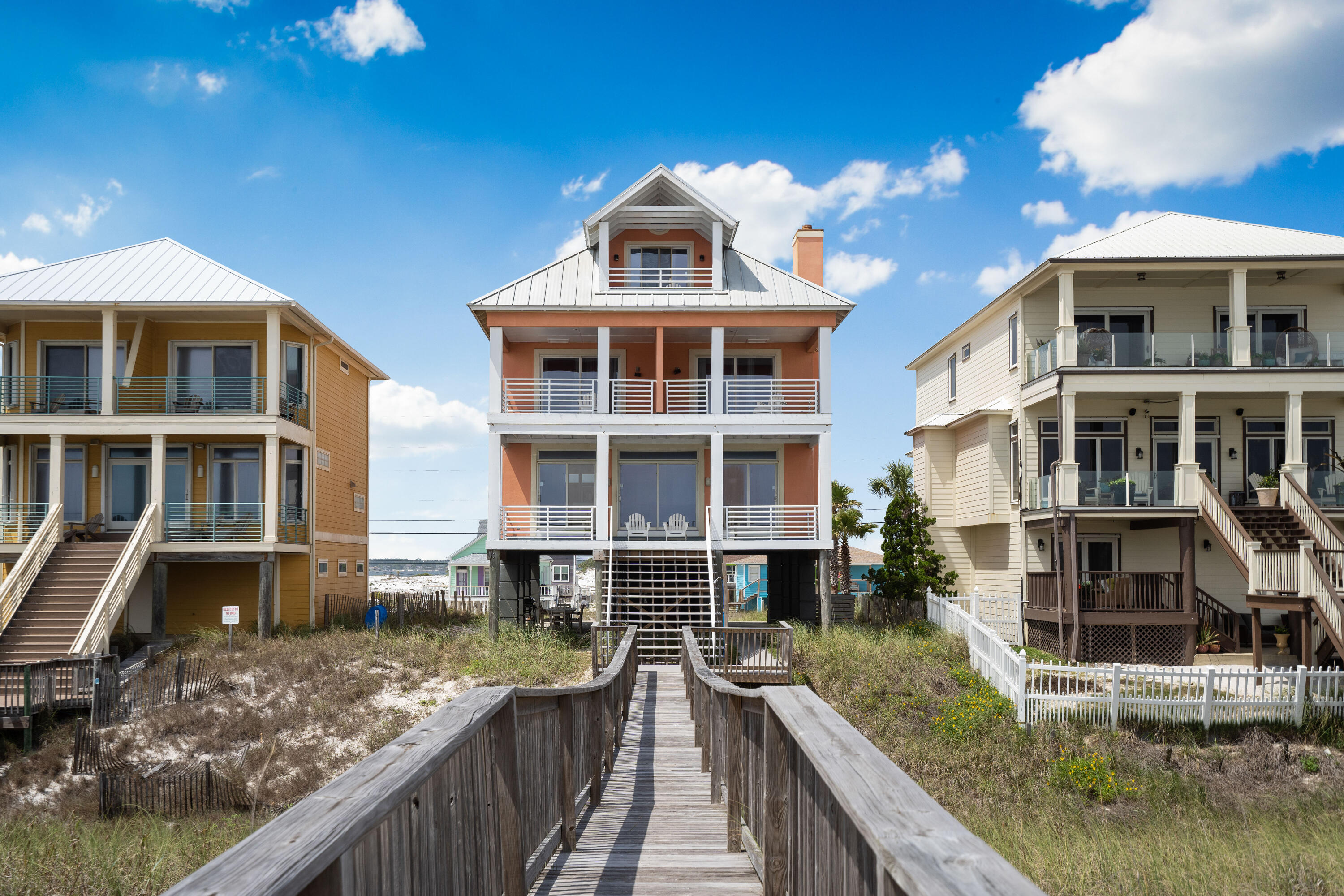 Magnificent 3 bedroom 4 bath home located on the illustrious beachfront of Navarre Beach. 7817 Gulf Boulevard is every beachgoers dream, featuring: multiple outdoor areas, fireplace, direct beach access on a private boardwalk, endless gulf views, 2 guest bedrooms with ensuite baths, top floor master bedroom, private balconies for every bedroom and much more! On the main level, no detail has been missed in the expertly designed open floor plan which seamlessly flows from living, cooking and dining. The living room boasts expansive gulf views, a fireplace and a full bath down the hall. The kitchen features stainless steel appliances from Frigidaire and a new LG refrigerator. The massive patio area overlooks the Gulf of Mexico and provides ample room for entertaining and outdoor dining. Tile flooring throughout the main level compliments the beach lifestyle, easy cleanup for the remanence of sandy feet on their way to the kitchen for a snack or drink before heading back to the beach. Conveniently, there is an outdoor shower right by the boardwalk to avoid the need for any cleanup! Upstairs there are two large guest bedrooms each with their own ensuite bathrooms. Expansive private balconies are features on each guest bedroom, presenting idyllic Gulf views and breathtaking sunsets. On the third level is also where you will find the washer and dryer. On the top level, the 4th floor, is the incredible master suite. Having it's own dedicated balcony space which provides 240 degree views of the gulf and the white sands of the Emerald Coast.

Navarre Beach is one of the last areas with the "Old Florida" appeal and a fantastic place to live and own a piece of paradise as either secondary/investment or primary home. Navarre Beach has miles and miles of white sandy, crowd free beaches and stunning emerald hued waters.