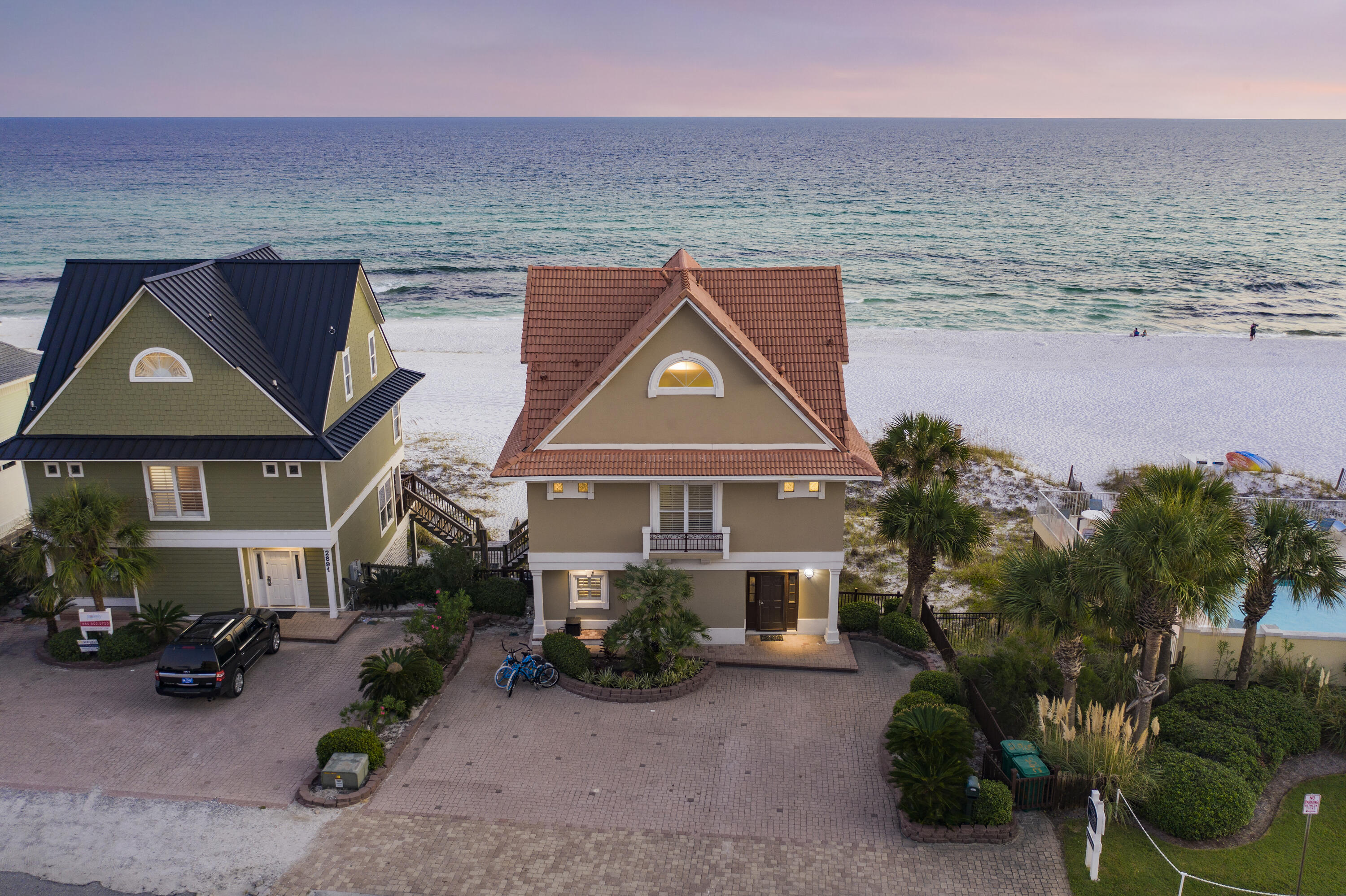Experience the ultimate in coastal living at Emerald Belle, a beautifully appointed 3BR, 3.5BA gulf-front home offering 55 feet of private beach frontage, direct beach access, and NO HOA. Located in the heart of Miramar Beach, this three-story residence features an open floor plan with hardwood flooring, crown molding, and sweeping Gulf views from the main living areas. The kitchen is ideal for entertaining with granite countertops, stainless steel appliances, and a breakfast bar. Enjoy expansive gulf-front decks, generous living space, and a top-floor primary suite with a private balcony—perfect for soaking in the views and coastal sunsets.
