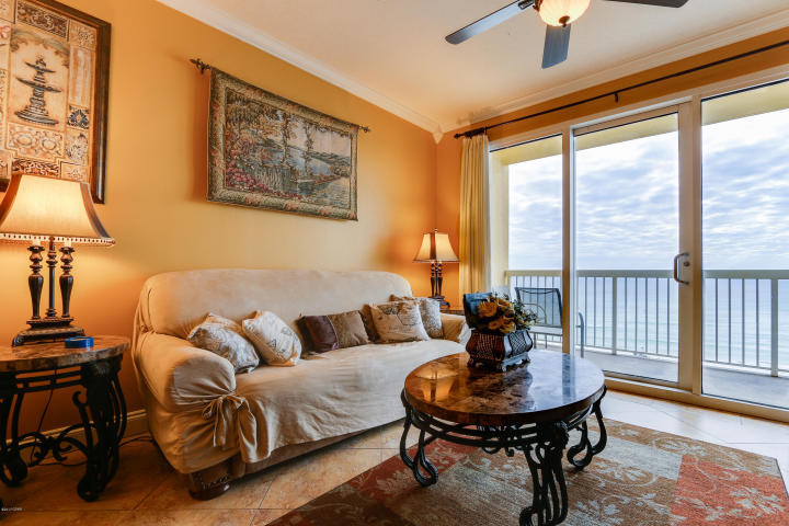 Rental Machine at Calypso Resorts! PERFECT ELEVATION within the stack from the coveted fourth floor! Fourth floor location also means an extra elevator option! Raising the standard of beach living, this unit's very spacious, open, and airy interior marries coastal design with chic beach living. This professionally decorated condo is in great condition and will convey fully furnished and rental ready. Unit features nine-foot ceilings, hard surface flooring throughout, stainless steel appliances, custom backsplash, recessed lighting, & granite counters in the bathrooms and kitchen. Cabinets have been refaced and fitted with new hardware.