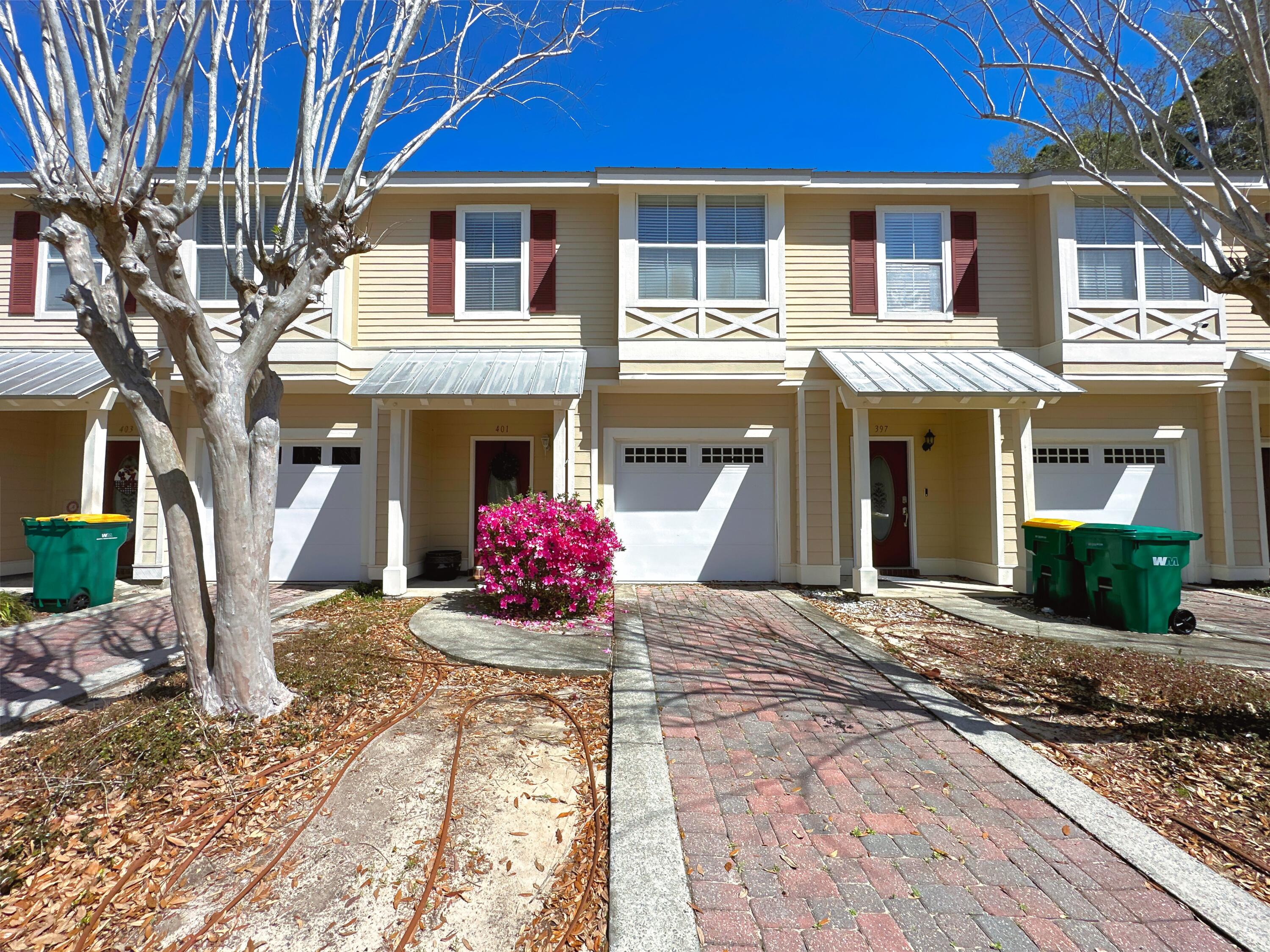 Located just off Main Street in Destin - this 3 bed, 2 bath townhome perfectly blends value, functionality and a prime location! Downstairs, an open & spacious floor plan draws you out to the rear covered patio, facing the private community green space. The kitchen has a large pantry, wood cabinets, and updated stainless appliances (w/room for barstools/breakfast bar). Upstairs you will find the master bedroom (15x15) with large walk-in closet & en-suite bathroom.  Down the hall are laundry hook-ups; guest bath & two additional bedrooms. Home boasts excellent closet & storage space. HOA dues at $538 quarterly. Minimum lease length 30 days. HVAC 2024/Water Heater 2004. Seller offering $5k credit towards water heater replacement/buyers closing costs with acceptable offer.