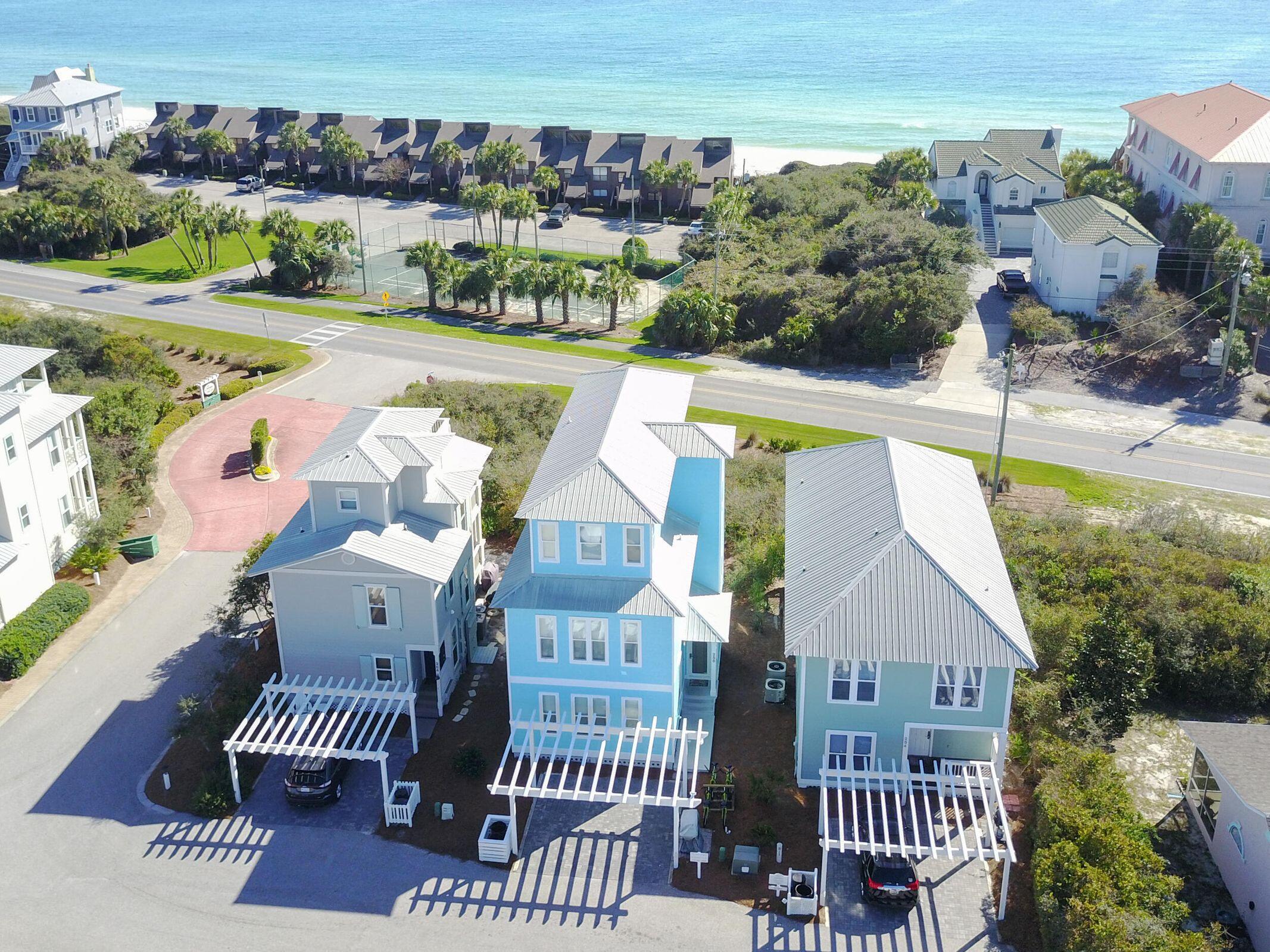 Welcome to ''The Sassy Seagull'', located on 30A in the quaint community of Cottages at Camp Creek! This FRONT ROW beach cottage is an incredible rental property with 5 bedrooms and 4 full bathrooms. Located directly across the street from the white sandy beaches of the Emerald coast. Enjoy breathtaking Gulf views from both the 2nd and 3rd floors! Camp Creek's DEEDED BEACH ACCESS is conveniently located just a short stroll ACROSS THE STREET! 

This family friendly floorplan includes two master bedroom suites on the first floor, a large guest bedroom on the second floor with two queen beds, and two additional bedrooms on the third floor. The 3rd level includes 2 large bunk beds and plenty of room for the kids to hang. Upgrades include shiplap accented walls on the first and second floors, refinished hardwood flooring, updated handrails and banister railings, upgraded cabinets and all three A/C units replaced in 2021. Projected to gross over a $100K in 2023 with $25K already on the books. Great rental history with many repeat visitors. Sold fully furnished! *Buyer to verify all dimensions and any information deemed important to the buyer.