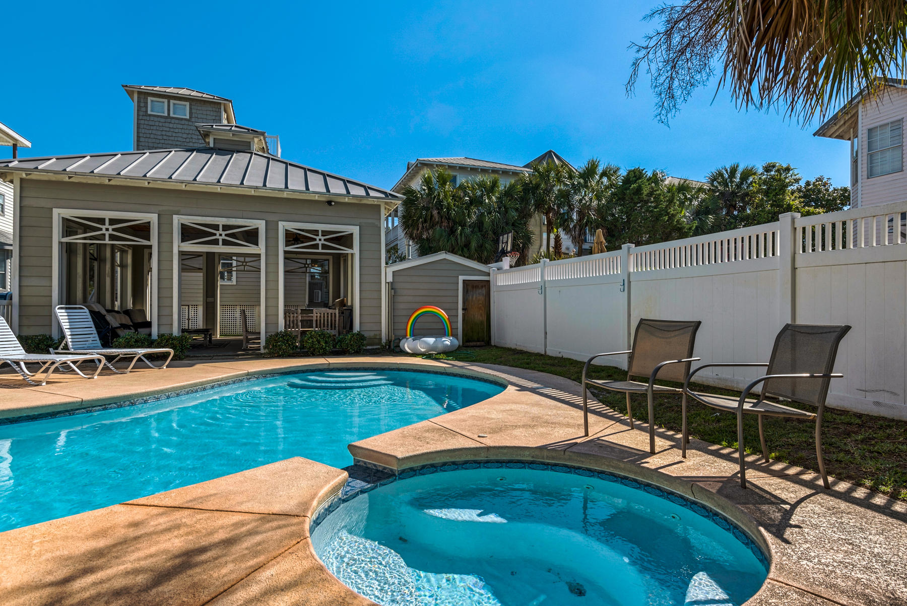 Updated beach house just across from the gulf featuring captivating gulf views from every floor. Can't miss private pool, spa, gazebo, and outdoor kitchen in rare spacious back yard. This 3 BR/3 BA plus tower room features wrap around porch, real hardwood floors, metal roof and new paver driveway. A rental winner, this home produces more than $95K per year in vacation rental income.Home is a short term vacation rental and could be subject to current & future reservations made on or before closing date.