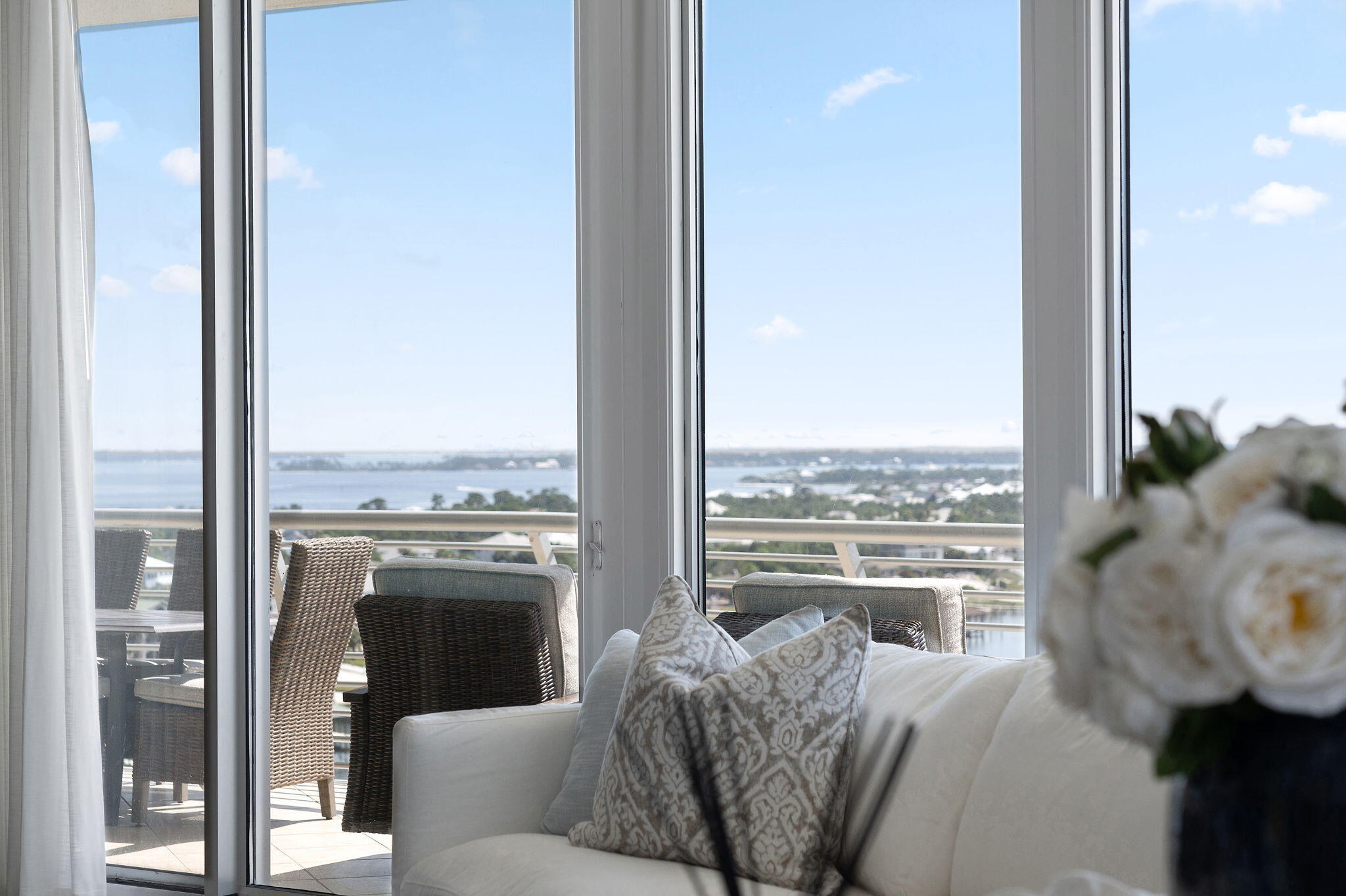 Beautiful FULLY FURNISHED, COMPLETELY UPDATED 3-bedroom/3-bathroom condo at Bella Luna! This stunning residence has $150K in upgrades to include NEW high-end furnishings & decor, NEW window treatments, NEW stainless steel side by side refrigerator, NEW dishwasher, NEW disposal, NEW icemaker, NEW water heater, NEW washer & dryer, NEW televisions, NEW grill and NEW patio furniture! No detail was spared, from the NEW LED lights in the high-stretching ceilings, to the crisp, coastal NEW designer linens to the BRAND NEW elegant rugs under your feet. This spacious top-of-the-line unit features a large gourmet kitchen with granite counters and stainless steel appliances, a wet bar perfect for entertaining, and a large master bedroom with all-encompassing waterfront views. The oversized balcony provides expansive, breathtaking views overlooking Ole River. The Bella Luna complex offers deeded beach access, multiple pools (three outdoor pools & one heated indoor pool), theater, sauna/steam room, fishing pier, first-come boat slips for temporary use, workout facility and marina. Come have it all and claim your piece of Paradise - Call today!