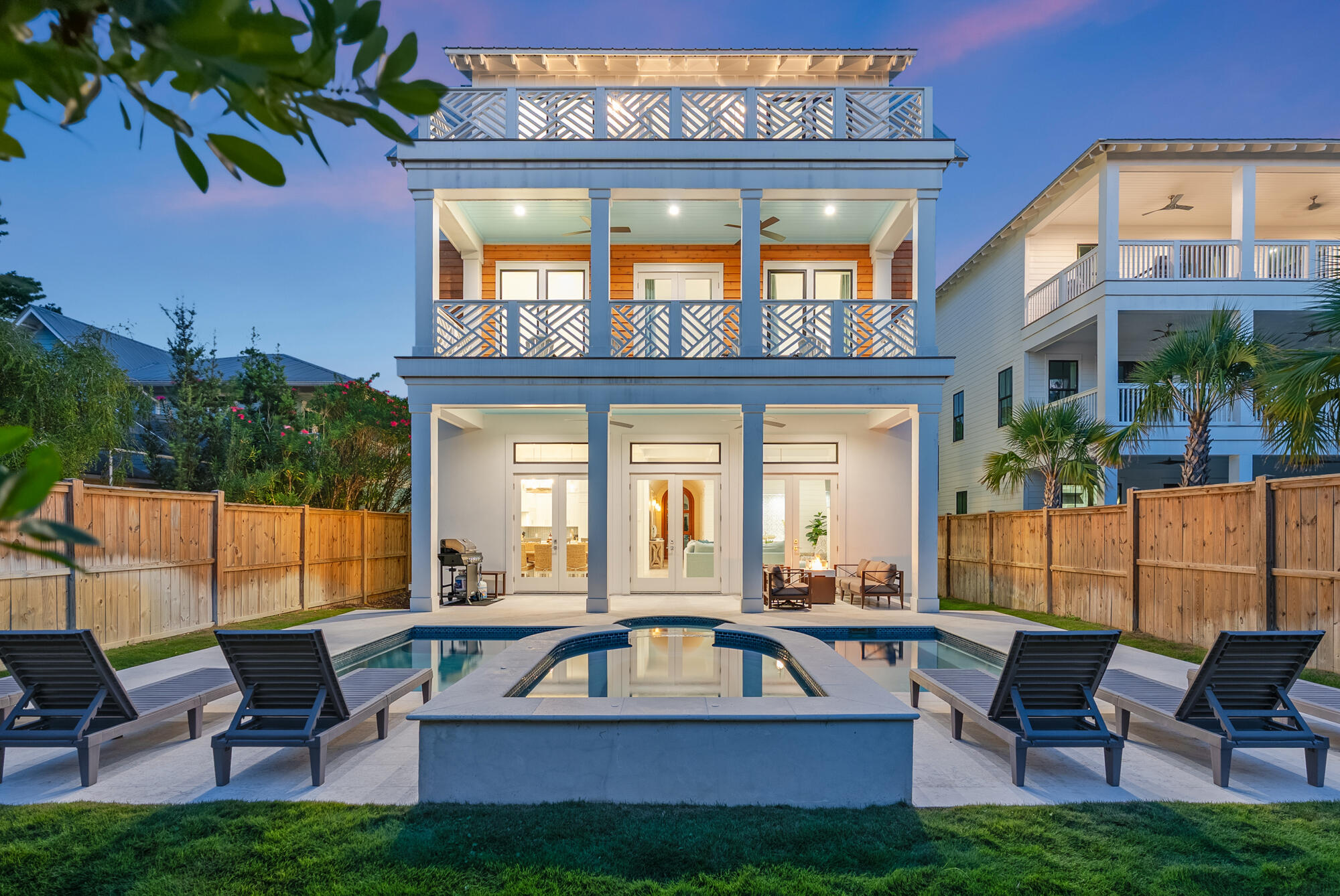 Completed in 2024 and thoughtfully positioned just steps from beach access, 212 S Gulf Drive represents a modern expression of coastal living along 30A. Offering 5,141 square feet of finely curated space, this six-bedroom residence blends architectural presence with an effortless connection to its surroundings.

The main level is designed for gathering and entertaining, where expansive living, kitchen, and dining areas unfold beside dramatic floor-to-ceiling windows overlooking the private heated pool. Natural light fills the interiors, creating a seamless dialogue between indoor and outdoor living. The kitchen is both striking and functional, anchoring the home with refined finishes and generous workspace.
 Across multiple levels, six bedrooms and five full plus two half baths provide flexibility and privacy, complemented by thoughtfully proportioned living areas that invite relaxation and connection. Each space reflects a balance of contemporary design and enduring craftsmanship.

Outdoors, the pool terrace serves as a private retreat for morning swims, afternoon leisure, and evenings under the stars. Beyond the property, the beach awaits at the end of the street, while nearby shopping, dining, and recreational experiences are easily reached by foot, bicycle, or golf cart. With no HOA, the residence offers added freedom and ease of ownership.

Defined by its recent construction, exceptional scale, and prime coastal setting, 212 S Gulf Drive offers an elevated lifestyle shaped by design, proximity, and the enduring appeal of life along 30A.