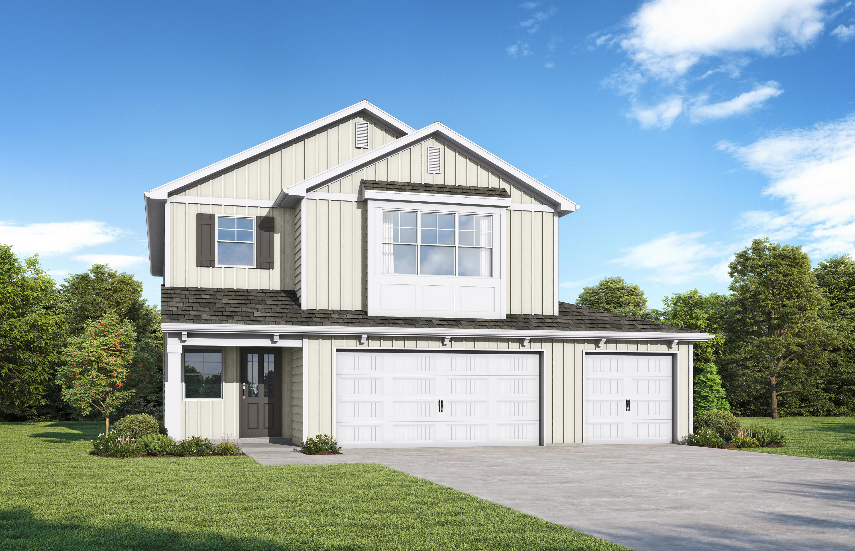 Multi-Generational Home with TWO  Primary bedrooms!! The Avenir. Brand New Floor Plan! From your covered front porch, step inside the 2 story foyer which welcomes you home into the spacious open floorplan perfect for your gatherings. Everyone will gather around the large quartz countertop island in the kitchen to share appetizers. The openness of the living room creates a line of sight where you can have people sitting in the dining area, at the kitchen breakfast bar, and around the optional fireplace in the living room that opens to the back covered patio. On the main level, you'll find the first of two spacious primaries, this one with a large tiled walk-in shower w/dual showerheads and large closet. Upstairs you find an oversized loft area providing additional space for a home office, media room or study. The second level primary suite has a huge walk-in closet w/extra shelving, dual vanity, soaking tub & tiled shower in the ensuite. Truly a sanctuary to relax & rejuvenate! All 4 bedrooms feature trey ceilings. 3 Car garage to store all your toys. Photos and videos are of similar homes. Upgraded LVP flooring, wood tread stairs, pendant lights, and an LED fireplace in your living room enhance the luxurious feel! You'll love the large back yard with included irrigation. 
Phase 1B includes access to the upcoming amenity center in the Nest at Owl's Head. Resort-style pool overlooking the spring-fed lake coming soon!