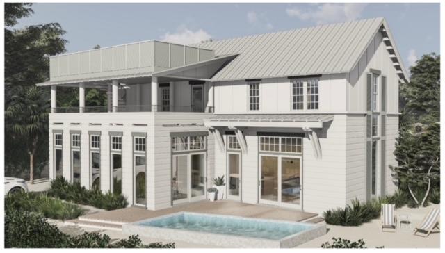 We are excited to offer you this new construction, fully furnished, south of 30A, beach estate that is located in the #1 ranked Florida's beaches, Grayton Beach. It is scheduled to be complete November 2021. This unique 4 bedroom, 4.5 bath is designed for entertaining yet offer the comforts of everyday living. This two story beauty has 12ft. ceilings on the main floor, plenty of parking from both streets, fenced in yard, high end appliances, wine/beverage center, heated pool, outdoor storage and shower, beach cruiser bike parking area, grilling area, rooftop balcony & second story porch. The location is in the center of it all & is surrounded by a Walton County natural landscaped buffer zone. Walk to Grayton Beaches, Red Bar, AJ's, Hibiscus Cafe', Grayton Corners, Chiringo and more. This is a great investment or residential property. We can provide you with a rental projection from Coastal Blue Vacations.It is being sold fully furnished and professionally designed by Eiland and Rice Interiors. The interior of the home will be painted in Sherman Williams Alabaster and the exterior will be painted in light soft coastal hues.  
The first floor space has a big open living concept with separate formal Dining Room overlooking the pool. The house is accented with Coastal shiplap details in the stairwells and main living area wall. There is gorgeous lightly stained wide plank, white oak hardwood flooring on the first and second floors. The amazing Chef's kitchen has a gorgeous professional 36" Viking range and professional, stainless steel built in pro frigidaire refrigerator and freezer, built in Viking convection microwave, under counter beverage refrigeration center, Viking dishwasher, hand glazed ceramic tile backsplash, shaker style cabinets, PALECEK designer island pendant lighting and Calacatta Quartz Countertops. The first floor master suite has a large his and his walk in closet. The spa like master bath has a separate shower, free standing tub, double vanity and marble flooring. The second and third Master suite bedrooms are on the second floor as well as the bunk room and bath suite.