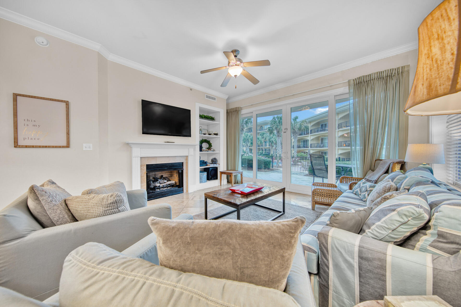 This turnkey beach condo is what you've been waiting for, nestled in one of the most lush and coveted locations along 30-A at Adagio! 3 bedrooms plus 3 bathrooms, 1792 sq ft, CORNER unit located in premier building E poolside! Walk straight off of your patio to enjoy the pool or make your way down to the beach, no waiting for elevators or hauling groceries, beach gear, etc around. Inviting, light-filled rooms welcome you, while the condo's coastal chic ambiance suggests casually elegant living and entertaining in all seasons. This property is situated in a prime position with all of Adagio's amenities right at your fingertips! This is a great opportunity to enjoy all that 30A living has to offer and would be a great investment opportunity, 2nd home, or full time residence. Come enjoy this  gated gulf front community with: a gym, community room, hot tubs, two resort style pools, one which is a heated infinity edge and the other is 8,000 sq ft for all toto enjoy!