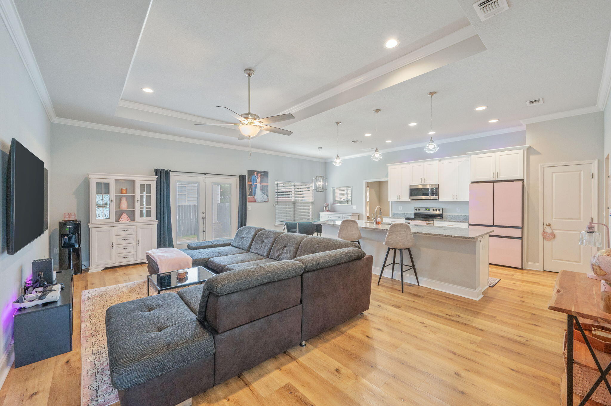 Beautiful all Brick 4BR/2BA home offering 1,882 square feet of well-designed open-concept living space on a 75 x 100 corner lot with no HOA. Conveniently located minutes from Hurlburt Field and the white Sandy beaches of Navarre. Inside you will find 10 foot ceilings and premium wood plank flooring throughout main living areas. The kitchen boasts granite countertops, large island, soft close drawers, stainless appliances and pantry. Spacious primary suite includes granite, dual vanities, tiled walk-in shower, and oversized walk-in closet. Three additional bedrooms offer flexibility or office space.  Lastly this home offers a fully fenced backyard providing plenty of space for outdoor enjoyment and entertaining.