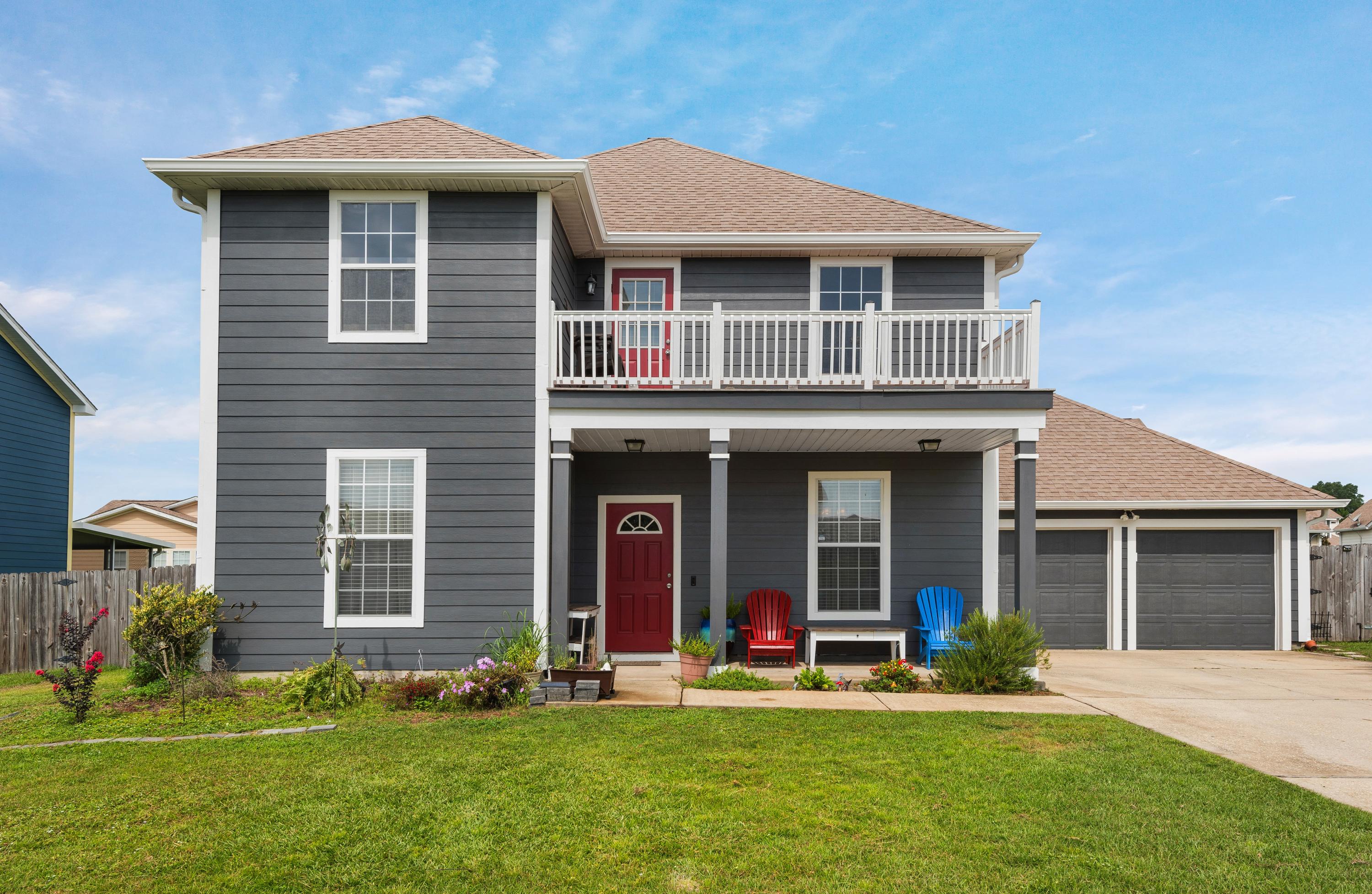 This beautiful 3/2.5 home is located in Sandy Ridge Estates south of 1-10 in Crestview. The large, flat back yard and open patio are perfect to entertaining, relaxing, and enjoying family outdoor time under the stars. You'll find a breakfast bar, center island, and large pantry perfect for holding all the ingredients you need for your culinary creations in the Kitchen. Relax upstairs on the balcony that overlooks the front street while you sip your favorite beverage and fold laundry. The master suite can be accessed through double french doors, and the master bathroom features a relaxing garden tub, separate shower, double vanity sinks, and a walk-in closet.