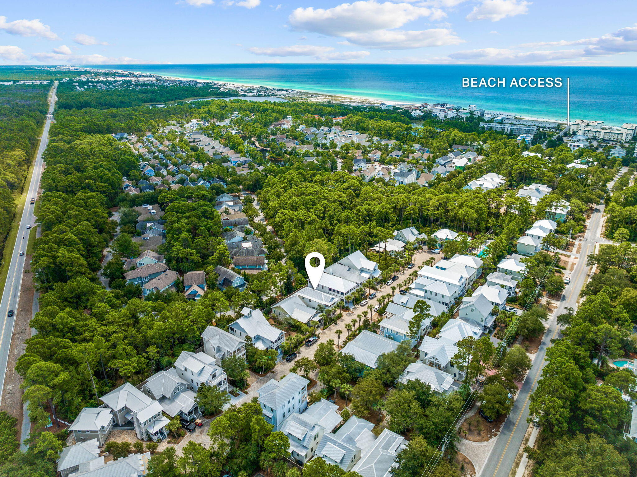 *Looking for deeded beach access? Enjoy an Exclusive WaterSound Club Membership included with an acceptable offer!*

Ideally situated just 0.3 miles from the beach, this beautifully appointed home is located adjacent to WaterSound West Beach—just south of Scenic Highway 30A—in the picturesque Cottages at Eastern Lake, a charming cul-de-sac community with its own pool and lush landscaping.

As part of your full-price offer, you'll gain exclusive access to the prestigious WaterSound Club, offering a host of luxury amenities including private beach access, multiple resort-style pools, state-of-the-art fitness centers, championship golf courses, tennis courts, and several dining venues, all designed to enhance your coastal lifestyle. This thoughtfully designed home features an exceptional floor plan with two luxurious master suitesone on the main level and one upstairsperfect for flexible living or hosting guests. The first-floor master is a private retreat, boasting a spa-inspired marble shower, soaking tub, generous closets, and French doors leading to a tranquil screened porch.

The open-concept living, dining, and kitchen area is filled with natural light and ideal for entertaining, featuring a large marble island, sleek countertops, stainless steel appliances, a gas range, pantry, powder room, and a full-sized laundry room with additional linen storage. Wide-planked hardwood floors add timeless elegance throughout the home.

Upstairs, you'll find three additional bedroomstwo with en-suite bathsand another spacious master suite with its own private covered balcony. A carport with a covered storage area adds extra convenience.

High-end finishes are found throughout, including white marble countertops, Restoration Hardware fixtures, and white-tiled bathrooms. Built by renowned Southern Living builder Thomas Gallion, this home stands out for its superior craftsmanship and thoughtful upgradesmaking it truly the best on the block.