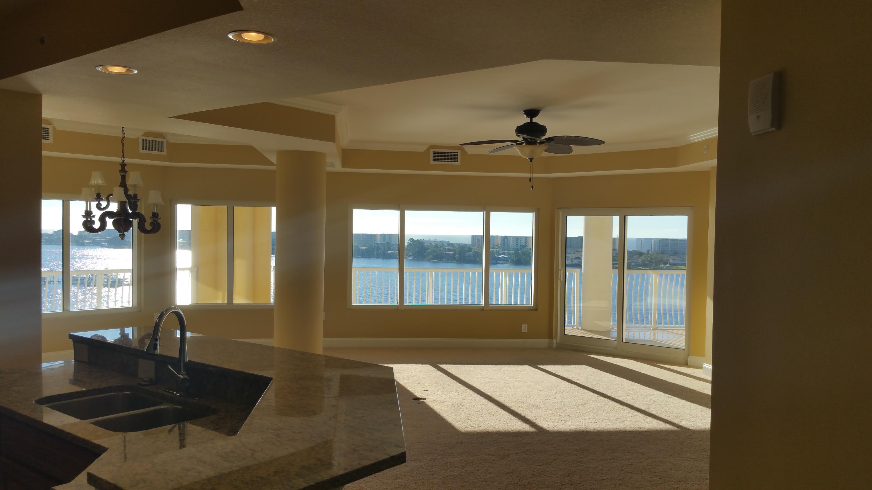 Available May 1. unfurnished, Awesome views of the Sound and the Gulf. Upper floor unit. See both the sunrise and sunset from a great floor plan. Excellent condition. 3 Bedrooms, 3 full baths large porch balcony. Luxury amenities, pool, spa, fitness room, theater room, covered parking, two elevators, boat docks, security. This location has it all. Vacancies are rare. Water, sewer, basic cable, up-graded internet service are all provided with the rent. Tenant pays for electric service only.