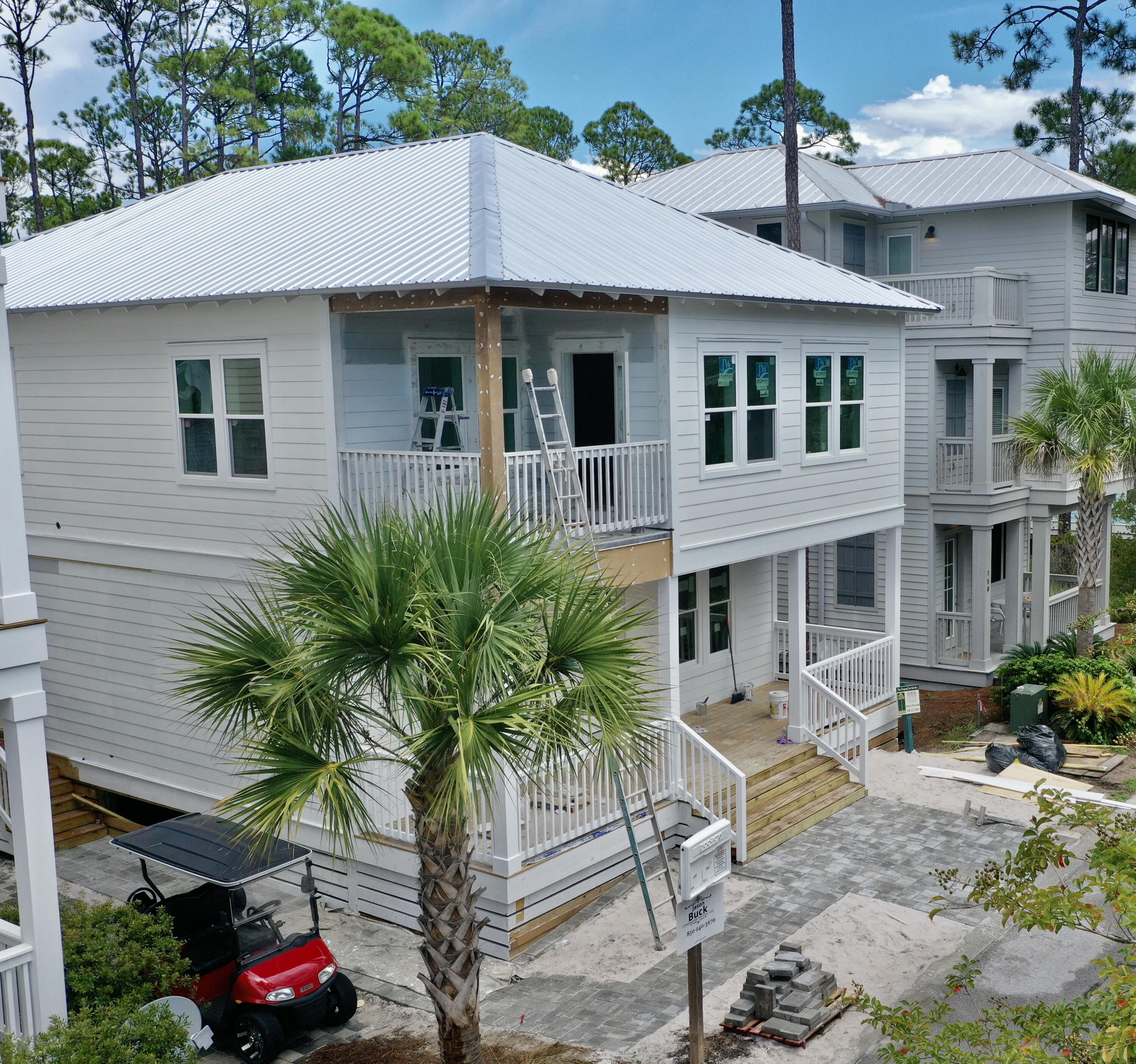 Beautiful new construction 4 bedroom, 3.5 bath house in gated Treetops neighborhood adjacent to Seacrest with excellent rental projections ($90K+) and deeded beach access just a half a mile away. To be ready mid-September, the home features a coastal chic, open concept design great for entertaining. The main floor includes the kitchen, dining and living room, in addition to a spacious master suite. The second floor includes three spacious guest rooms and two additional bathrooms. Treetops offers direct access to both 30A and Hwy 98 with easy access to Rosemary, Seacrest and Alys Beach. The neighborhood includes an inviting community pool and shuttle to the beach. The home includes two dedicated parking spaces, golf cart parking and bike parking. The kitchen includes stainless appliances and two dishwashers as a special bonus. The home also features the energy efficient Rinnai Tankless Instant Hot Water heating system and two heat pump HVAC units. The unique floor plan maximizes square footage for entertaining.