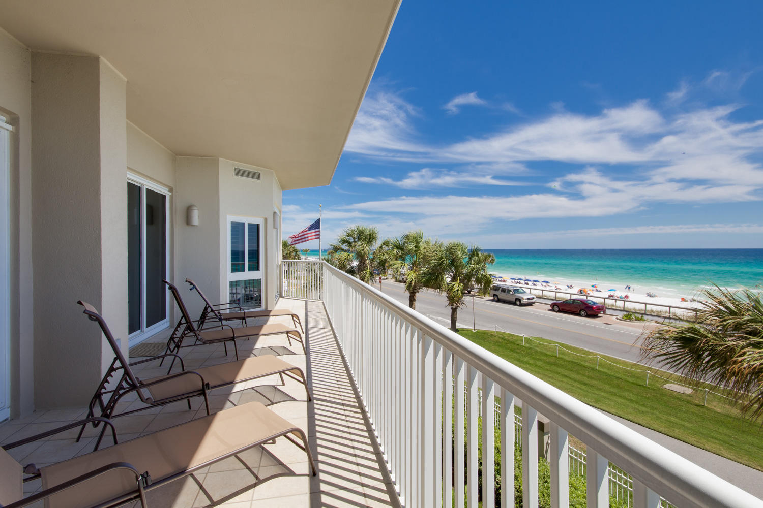 Beautifully remodeled 3 bedroom, 3 bath, 3rd floor condo with unobstructed views of the gulf! Professionally Decorated! This is a coveted the east end unit which is the most open of the floor plans. This is a spacious condo has a floor plan perfect for both full time residence & vacation rentals!
It has 2 large living rooms, each with its on balcony and view, 1 overlooking the beach, and another overlooking the lake. The updated kitchen has beautiful natural finish granite counters & new stainless appliances, and is great for entertaining as it opens directly to the dining area and ocean side living room. The 2nd living room with lake views has a cozy gas fireplace with a rough cut wood mantle and a bar. The master bedroom has fantastic gulf views and access to the front balcony. The 2nd bedroom shares those same great gulf views. And the 3rd guest bedroom has views of the lake. All the bathrooms have been updated with granite counter tops.

The unit features 10 ft ceilings throughout, an owner's closet and a spacious laundry room. The Empress is a luxury gated, condominium complex with only 44 units, each with a semi-private foyer. There is a community pool overlooking the lake, and fitness room. The complex is just steps to the beach
