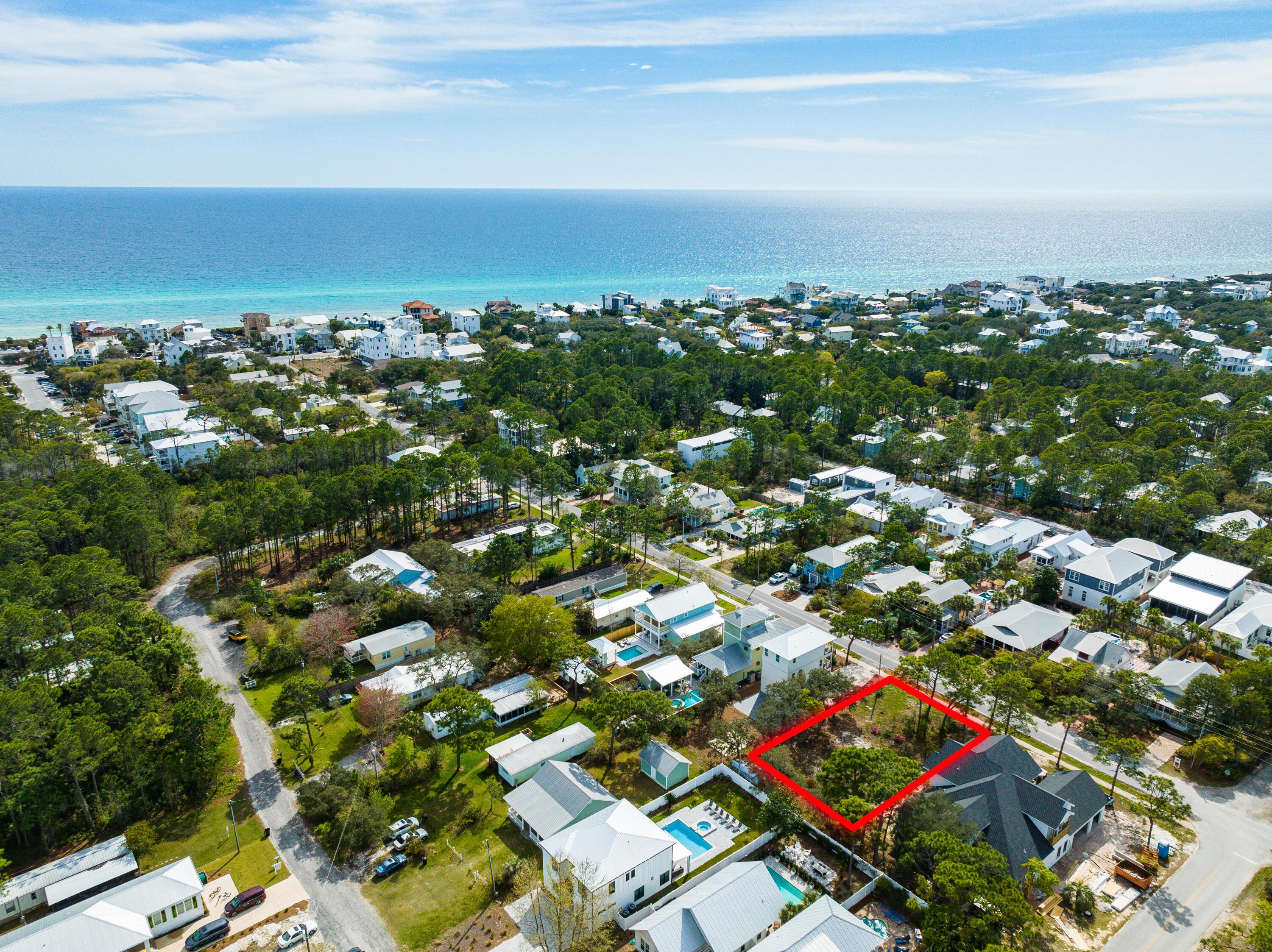 75' Extra wide build ready lot with sidewalk connection direct to San Juan beach access with parking and next to the new Santa Clara ADA beach access with restrooms.  Old Seagrove neighborhood with No HOA or building restrictions with lots of great new construction homes recently built or underway.   Minutes away in Seagrove, Seaside, and Watercolor.