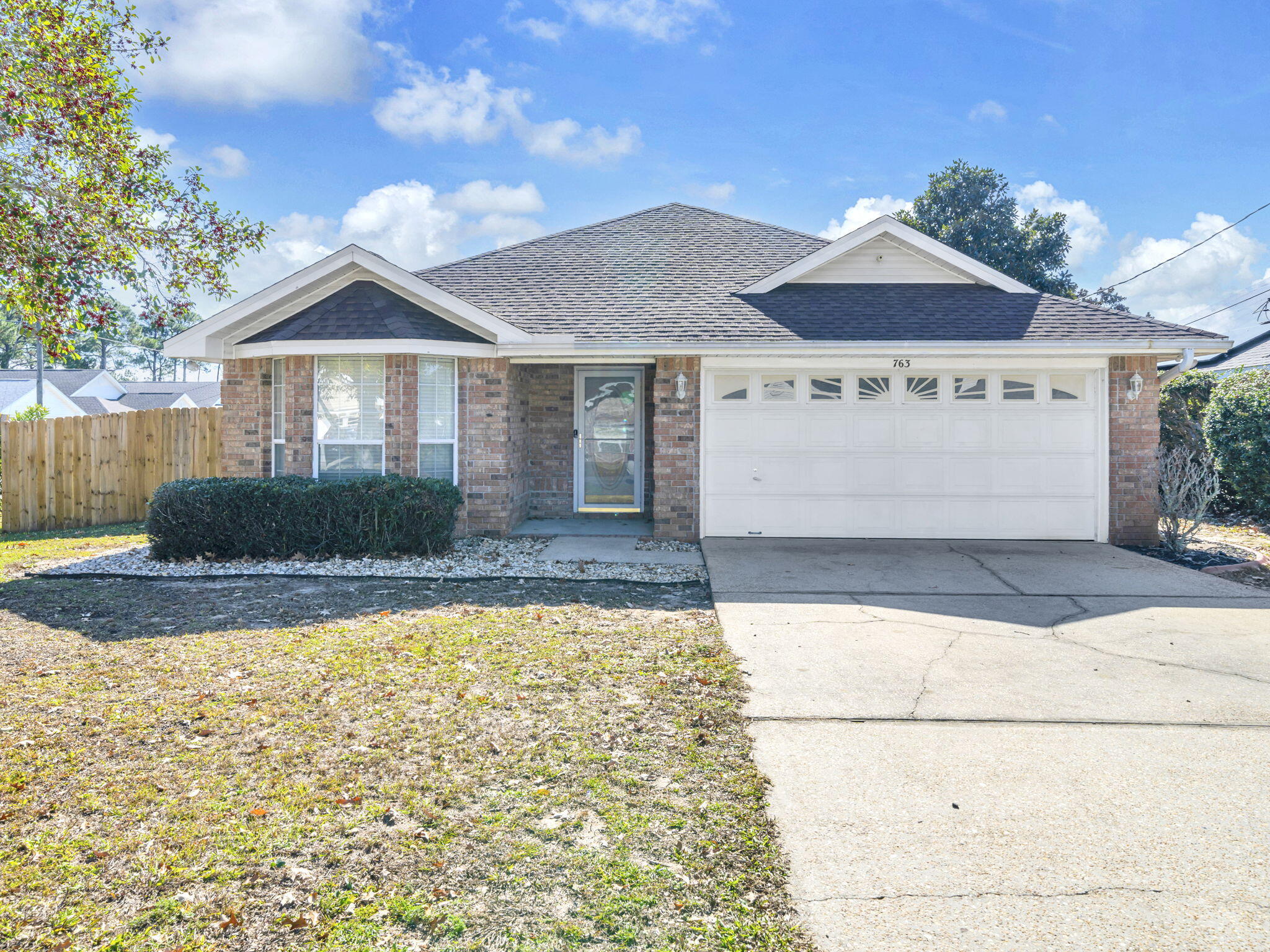 AVAILABLE NOW! Welcome to 763 Pearl Sand Drive, a spacious 3 bed/2 bath home with a 2 car garage in the heart of the Emerald Coast. As you enter the home, the split floor plan offers tile throughout with 2 bedrooms towards the front of the home and the master bedroom is located off the kitchen. The spacious living room features a fire place that flows directly into the kitchen and dinning area. The kitchen features stainless steel appliances and a breakfast bar making the home perfect for entertaining. The master bedroom is a true retreat featuring ample space, walk in closet, and en suite with a dual sink vanity! Home is situated on a great corner lot, with a backyard patio and fully fenced in backyard. Not to mention, an outdoor shed is included as/is for additional storage! Home is located in Mary Esther's Waterford Estates neighborhood-just minutes from Hurlburt Field Air Force Base, near Eglin Air Force Base, Navarre Beach, Okaloosa Island, grocery stores and shopping! Don't miss this opportunity to enjoy this spacious home!

NO smoking. 600 minimum FICO credit score required in addition to meeting rental criteria. Pets allowed upon approval with a non-refundable pet fee.  Call today or apply online at- https://www.avail.co/applicants/new?token=c_ZV2no&unit_token=c_ZV2no