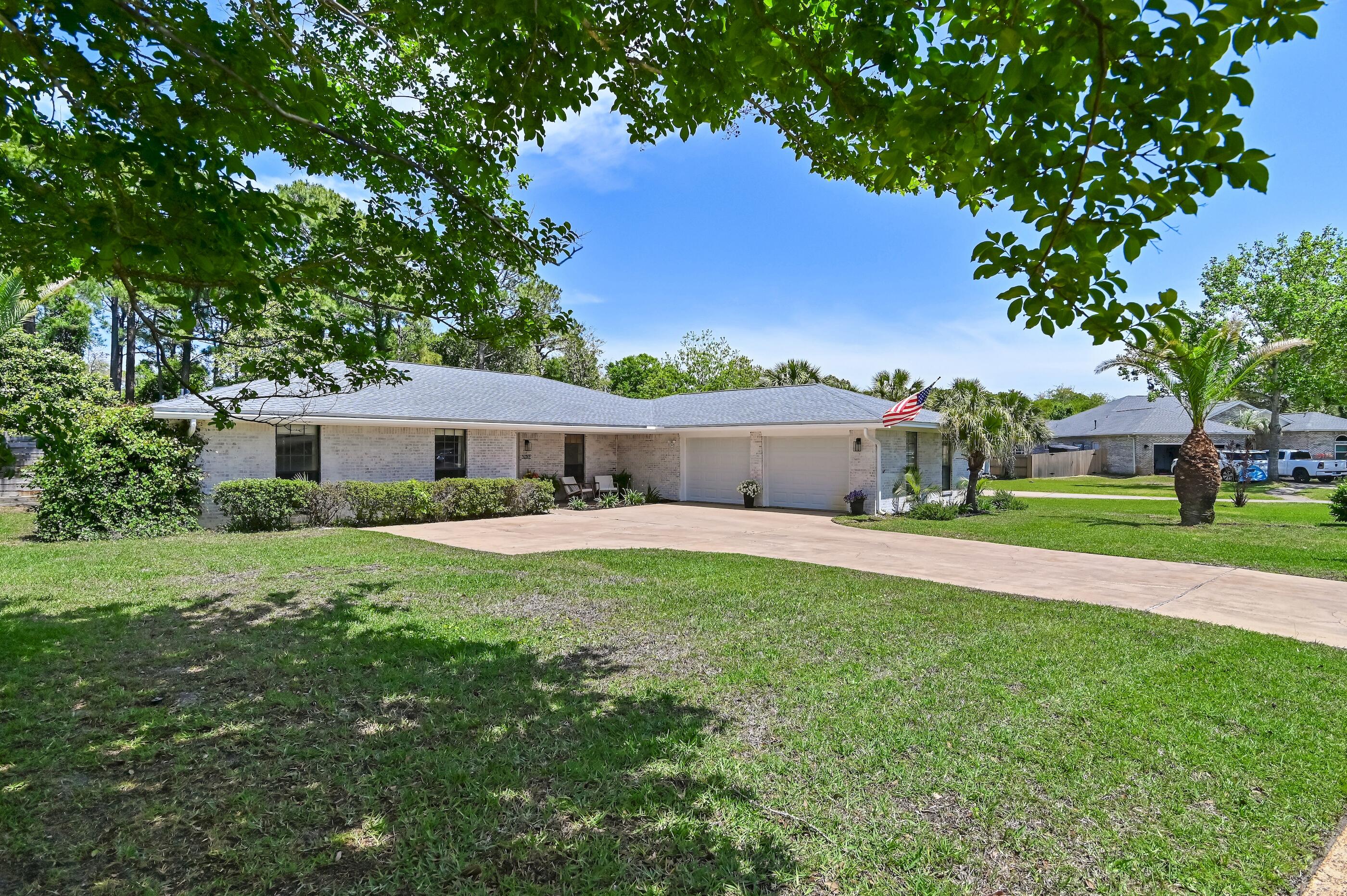 *AcceptingI Back up Offer* If you've been waiting for a move-in ready home in one of Destin's most desirable neighborhoods, Indian Bayou, 9 Cahaba Lane is the one to see. Tucked away on a quiet cul-de-sac in the golf Course Community of Indian Bayou, this thoughtfully renovated four-bedroom, two-and-a-half-bath home offers the perfect blend of modern comfort and classic charm.Since purchasing the home in 2020, the current owners have completely transformed the space—opening up the floor plan, adding a fourth bedroom, and creating a bright, airy feel throughout. The kitchen is a true showstopper with custom cabinetry, quartz countertops, stainless steel appliances, and smart design touches like soft-close drawers and full-extension slides. overlooking a wooded green nature areano neighbors behind you, just peace and privacy. Every inch of the home has been updated, from the luxury vinyl plank and tile flooring to the new paint, hardware, and dimmable LED lighting. There's even a brand-new HVAC system (2024) and a major renovation completed in 2023, including a new roof, new fenced-in backyard with a large patio and a unique German smear brick treatment that adds character and curb appeal. The owners also added a spacious mudroom/laundry room, expanding the home's functionality without altering the footprint. Indian Bayou is one of those rare neighborhoods that offers both seclusion and convenience. You're just minutes from the beach, golf, shopping, restaurants, and Destin's Harborbut when you're home, it feels like a private retreat. During the holidays, the community really shines with festive lights and neighborhood events, making it a great place for families and anyone looking for a true sense of community. Whether you're upsizing, relocating, or looking for a beautifully updated home in a prime Destin location, 9 Cahaba Lane is absolutely worth a closer look.