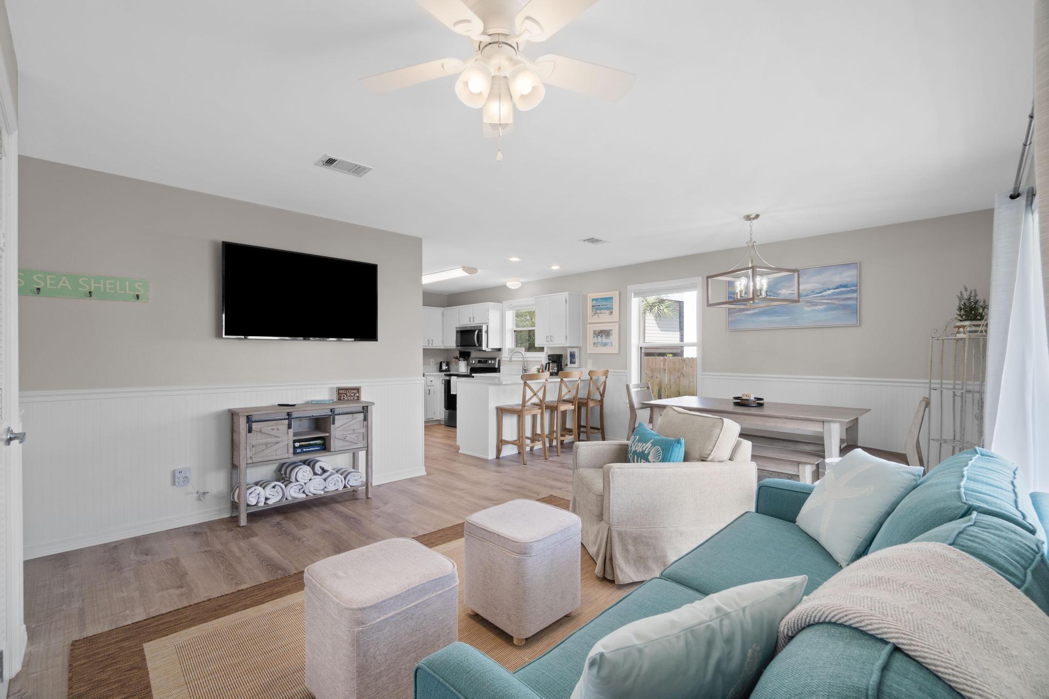 Completely remodeled ground floor unit in beautiful Seagrove Beach now available for purchase. Enjoy the 30A phenomena as owners along with reaping the benefits of an income producing rental property that is turn key ready. This unit has been professionally furnished with thoughtful design throughout and compliments this condo with style and elegance. It will not show as a rental. Seaside is just a quick bike ride away plus multiple restaurants and shops are found along the way in Seagrove. The location off of 30-A is more private than others, but the natural beauty  of Eastern Lake and of course the Gulf of Mexico within a 5 min stroll, make Beachside Villas a perfect destination.  
Amenities include 2 tennis courts, 2 swimming pools, grills, a club house and private 2 acre beach access. 2022 Updates include LVP Flooring throughout (scratch and water resistant), paint throughout interior along with cabinets, smooth ceilings, Brand new stainless steel appliances, Granite countertops in kitchen and bathrooms, light fixtures, kitchenware, Mattresses, all furniture, rugs, ceiling fans, window treatments, outdoor furniture, TV'S and washer dryer. Projected rentals at $52900 and already has $25,000 on the books.