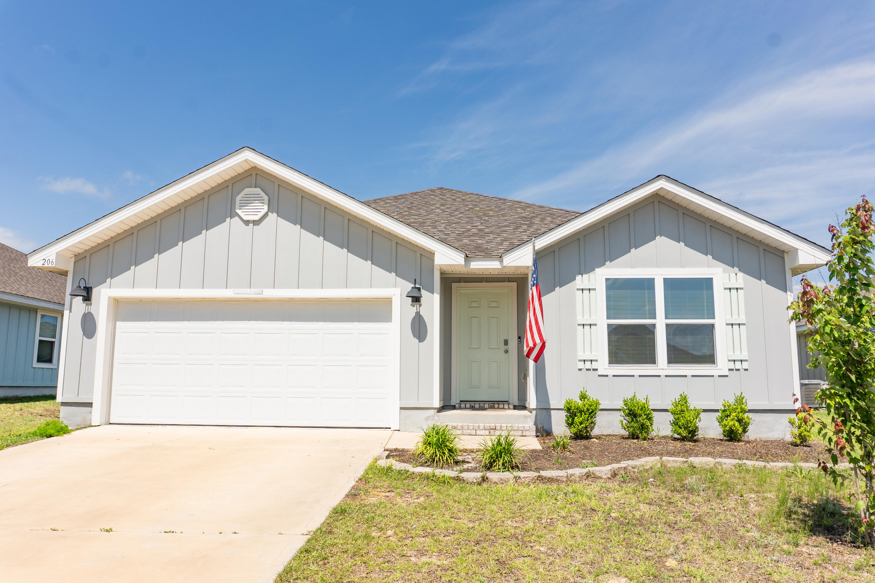 Available now!!! and Move in Ready.  Desirable Shoal River Landing features ''The Cali'' by DR Horton.  This 4/2 floor plan lives large with over 1800 square feet.  4 spacious bedrooms, and 2 bathrooms.  Open concept floor plan with LVP flooring in the main living areas with carpet in the bedrooms. Large kitchen with island, walk-in pantry, eat in kitchen/dining area and stainless appliance package.  Take in the evening sunsets on the covered back patio or walk right out your back door to the community swimming pool.  All the enjoyment of a pool without the maintenance and upkeep.  2 car garage and easy access to the bases, beaches and shopping.  No inside smoking or vaping.  No breed restrictions and pets allowed with a $400 non-refundable pet fee and approval.
