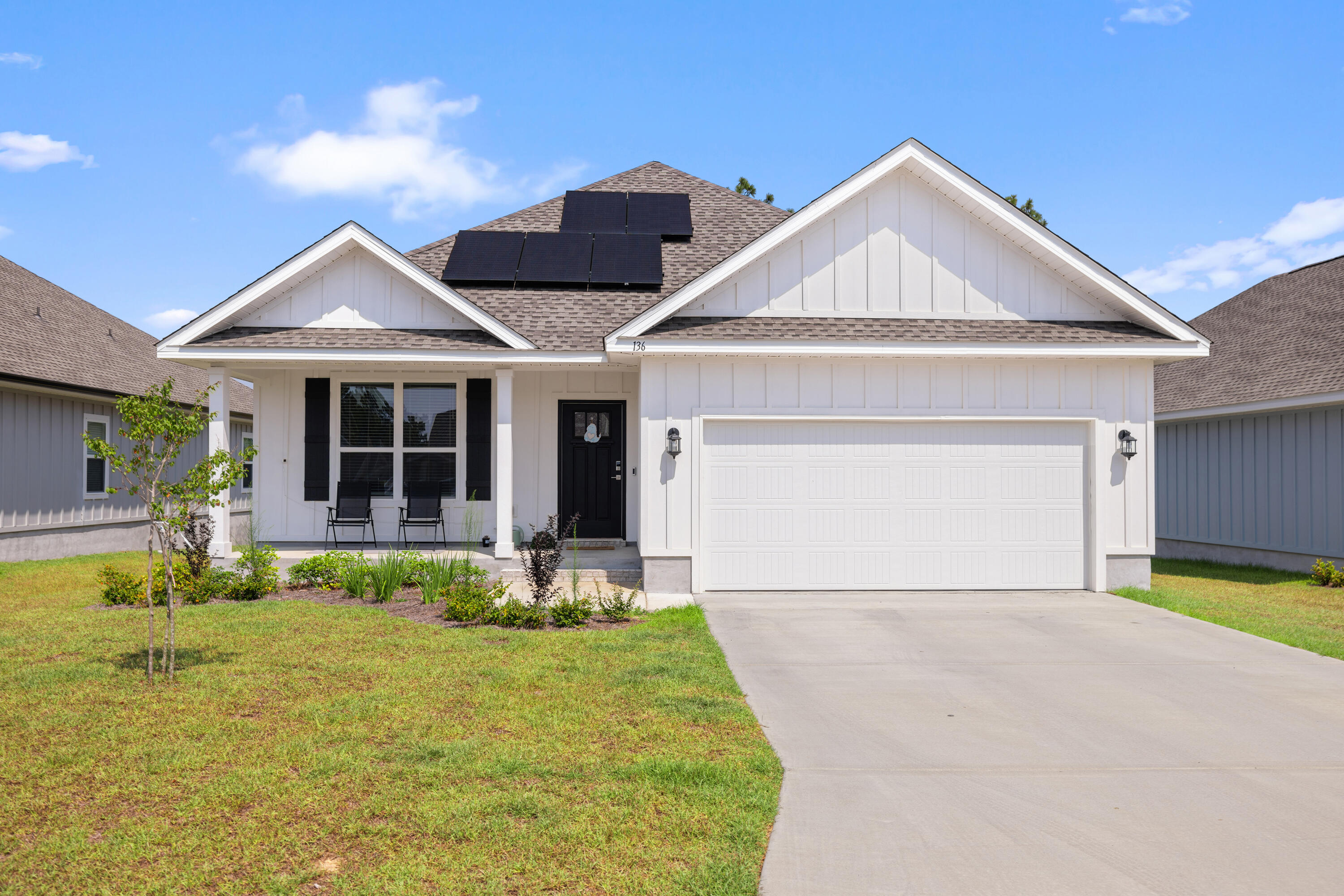 Welcome to this stunning new build, a 3-bedroom, 2.5-bathroom home offering 2,033 square feet of modern living space is located in the Steeple Chase neighborhood in south Crestview. Nestled in a serene setting, the backyard faces a picturesque backdrop of trees and forest, providing privacy and a tranquil retreat from daily life.

Inside, you'll find spacious living areas filled with natural light. The open-concept kitchen flows seamlessly into the dining and living spaces, perfect for entertaining or relaxing. The primary suite features a private ensuite bath, while the two additional bedrooms share a full bath. Enjoy the views from the covered back porch.

 With an attached garage and energy-efficient solar panels, you'll not only have convenience but also benefit from reduced utility bills. This home is the perfect blend of contemporary design and peaceful surroundings.

*Pet Friendly
*Move Out Clean Fee Charged
*Credit, Background, Eviction Checks