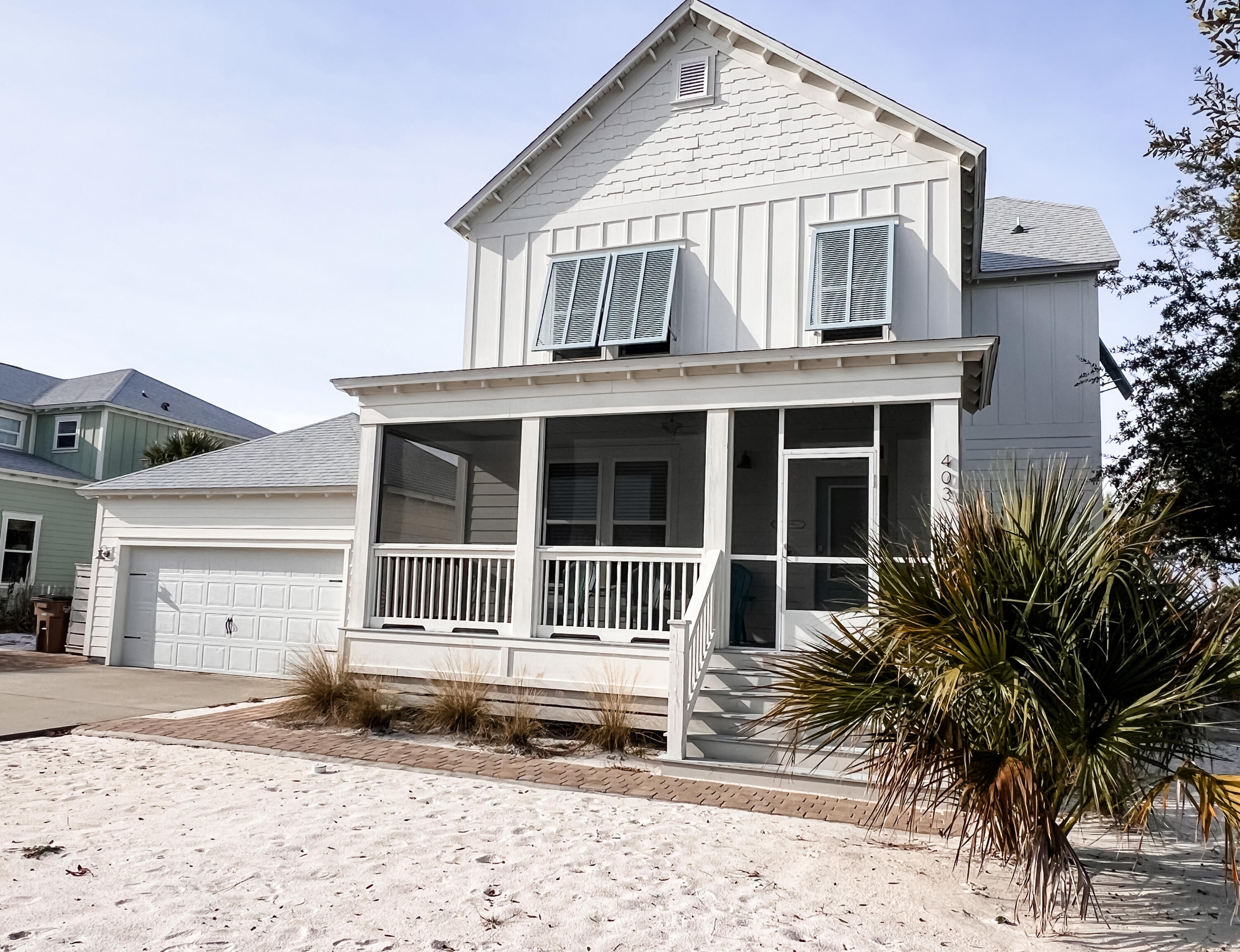 Sunsets, Beach, and Private Pool! This beautifully decorated and completely furnished 4 bedroom 3 bath beach house has spectacular views of the Gulf of Mexico and St Joseph Bay. Located in the coveted Windmark Beach community and situated on Front Street, one can have easy access to the town center, or drive only 5 minutes to Port St. Joe or Mexico Beach in either direction. MAIN LEVEL- Screened front porch before entry into the foyer with closet. Queen bedroom with closet for those preferring not to use the stairs gives way to an open floor plan. This consists of a spacious kitchen with breakfast island, Frigidaire stainless steel appliances (including gas stove and range), granite countertops, generous cabinet space and a pantry. Gulf and pool view great room with dining nook that allows easy access to the large wrap around screened in porch. There is also a full bath that is accessible from the porch or great room. The entire main level is tastefully accented with crown molding throughout. SECOND LEVEL- Accessed by a lovely staircase the Master bedroom has a large sitting area, own bath, walk-in closet complete with double vanity. The 3rd and 4th bedrooms share a full bath and both have lovely views of the Gulf of Mexico. One is configured with a queen suite, the other is a bunkroom layout. Outside of the home is a private pool, detached garage, custom metal perimeter fencing as well as grounds that are low maintenance. The direct access to the beach and biking/walking trails is adjacent for easy access. This property is a vacation rental and as of 1-30-24, the 2024 bookings are currently at 63,700.00 and on pace to be substantially more than 2023. Don't let this turnkey and income producing beach property get away! All measurements and dimensions were obtained from the GulfPA site. Please verify if important.