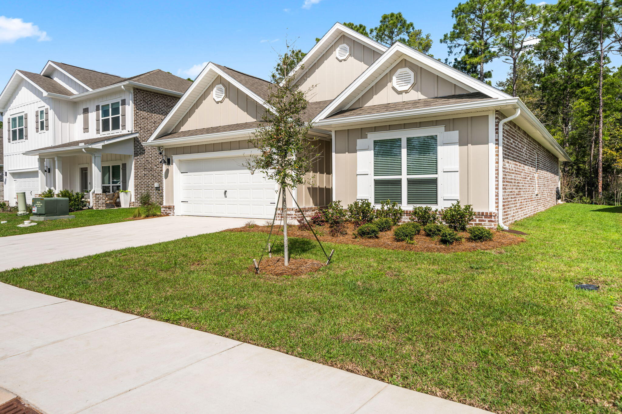 Brand new home in the new community of Holley Grove available for rent. Four bedrooms, each one is spacious and two bathrooms. The expansive kitchen has a practical center island with quartz countertops, perfect for meal prep and space for bar seating. It has white upper and lower cabinetry throughout and a large corner pantry where storage will never be a concern. Entertaining is a breeze with the kitchen's seamless flow into the living and dining areas with vinyl plank flooring throughout. The kitchen has stainless-steel appliance including a smooth top stove, microwave and dishwasher. Washer and dryer also.  Great covered patio overlooking the forest.  No rear neighbors. 1st month deposit and rent due at the time of leasing.