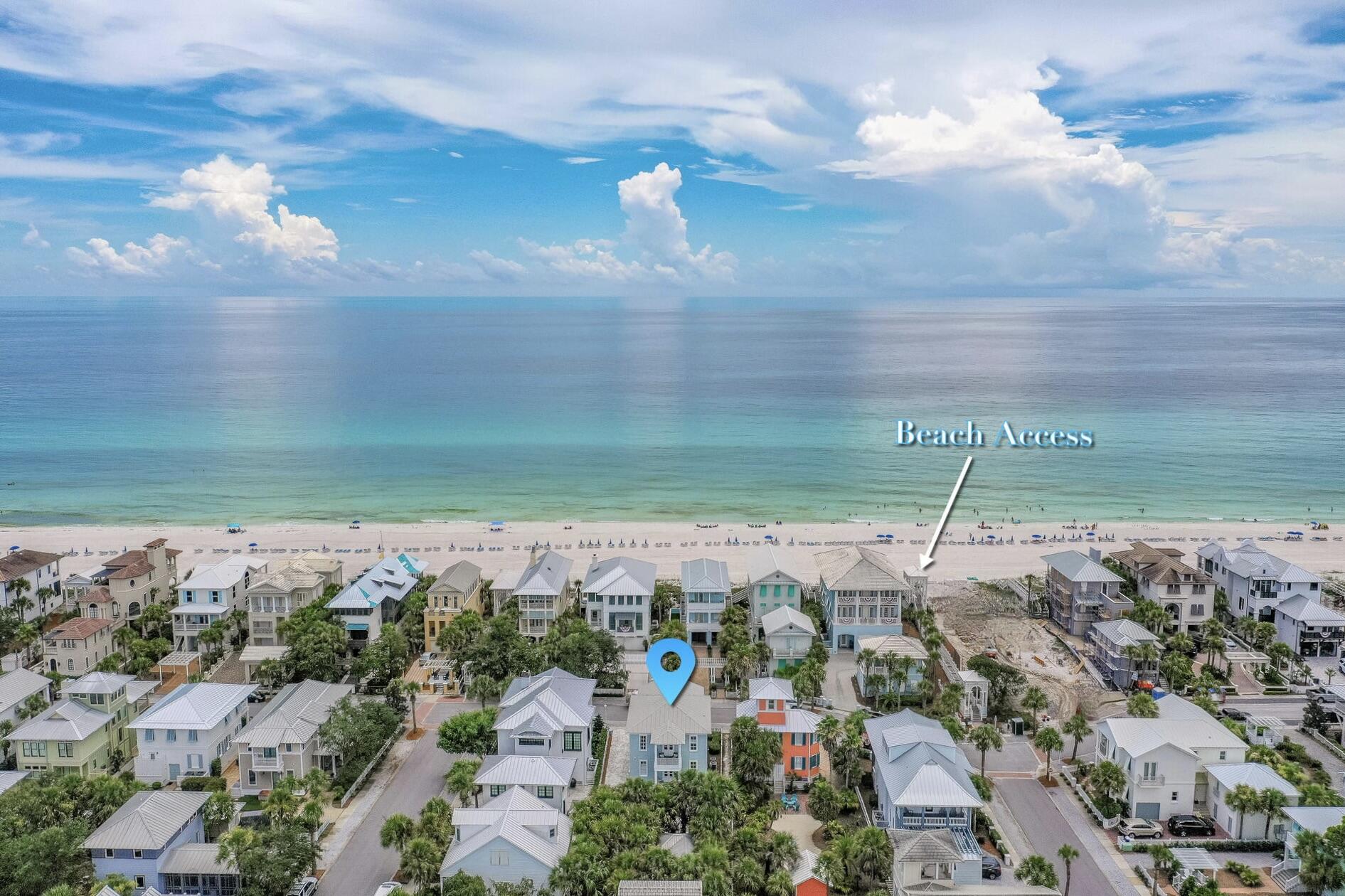Unique opportunity to acquire a completely remodeled beach home across the street from the gulf in the desirable gated community of Carillon Beach.  Space to add pool and/or guest house/garage, subject to approval of Carillon Design Review Committee.  The home is situated across the street from two dune beach walkovers and equidistant from two community pools as well as tennis courts, children's play area and basketball court.  Featuring a reverse floor plan with 1st floor master & kitchen, dining and living area all on second floor.  The 15' x 30' great room with vaulted ceiling opens to a large 24' x 10' veranda on which you can relax while enjoying  soothing gulf breezes and  surf sounds the street.  Carillon boasts 3900 linear ft. of pristine just re-nourished, never-crowded sugary sand beach.  Carillon Beach is a quaint, private, strategically situated secluded community. The upscale shopping and restaurants of Rosemary Beach and 30AVENUE are but a 5 minute drive away. Carillon will never experience the heavy traffic associated with certain other high-end areas due to its being gated and buffered on the west by Lake Powell and the state park, allowing you to enjoy proximity to all of the many benefits of 30A with none of the burdens.  And. . . golf carts are permitted in the community. Also, Carillon Beach is a disability friendly community with a wheelchair lift to the main pool area and a handicapped accessible ramp from the pool to the beach. NOTE:  Has been rented only since May 21 in 2022 with gross nightly bookings for 2022 in amount of $86,987 (112 nights), but also see in Documents Rental projection for full year.