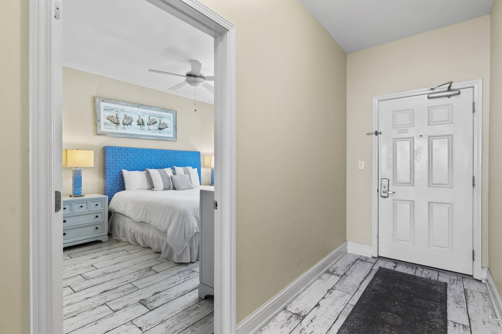 SELLERS ARE ACCEPTING BACK UP OFFERS.  This 2-bedroom, 2-bath unit with a bunk area for the kids has stunning views overlooking the beach.  This unit has a king master with a large ensuite bath that includes a garden tub and separate shower, a queen guest bedroom, and twin bunks in the hall.  The kitchen has granite countertops and bar seating for dining, or just hanging out with the family.  The open concept is perfect for the family to enjoy being together after a fun day in the sun. Updates to flooring and furnishings have been made in the last two years.