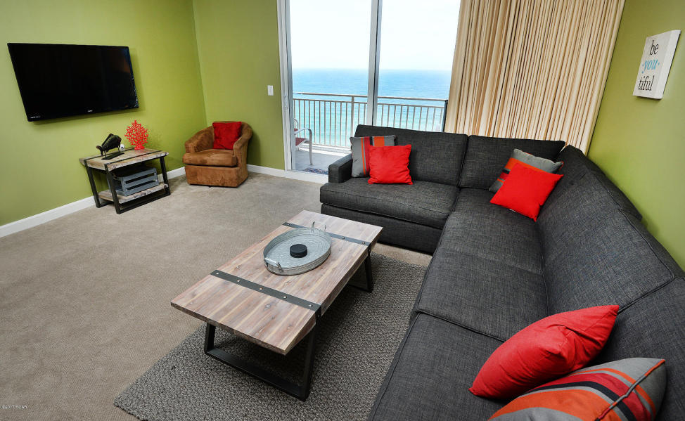 Luxe beachside living at Splash. Enjoy this beautiful condominium with designer perfect interior and upgrades including new upgraded carpet in living area and Master Bedroom, granite counters, and updated furnishings. A spacious Master Suite plus hall bunks and sleeper sofa means this condo easily sleeps 6 plus 2 large bathrooms complete with wood cabinetry and granite counters. Perfect elevation within the stack! Property has been meticulously maintained. Splash offers amazing resort style amenities including: waterpark, including a kids' pool park with waterslides, interactive water toys, a lazy river ride, ''dive-in'' movie theater, arcade, state of the art fitness center, a pool and Jacuzzi just for the adults and a poolside bar and grill.