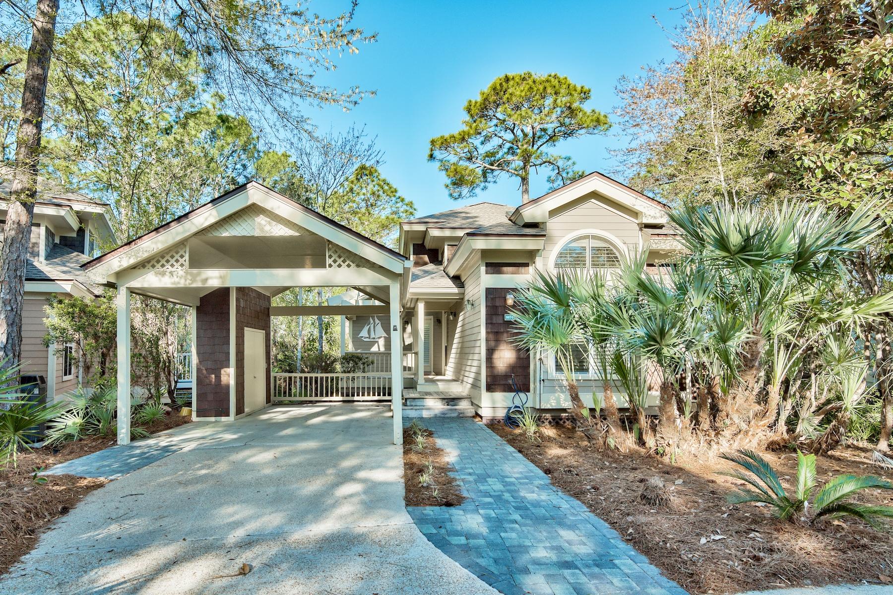 Rare waterfront location with carport-This coastal cottage has a expansive view overlooking the salt marshes to Horseshoe Bayou, Jolie Island and beyond to Choctawhatchee Bay. Enter into the open concept living dining kitchen area and appreciate the windows and sliding glass doors across the back of the home designed to take in the view. Expanded floor plan provides extra space in the living room and screened porch. Relax and enjoy this natural setting and watch the majestic herons fish as the screened porch becomes another living area. The master suite upstairs features tray ceilings and plantation shutters and includes en suite bath. The master suite has it's own private balcony to overlook the view. Two generous guest bedrooms downstairs each include their own bath. . Easy parking with one space in driveway and one covered carport space. Storage room in carport to hold all of your fishing rods, bicycles and beach toys. This home conveys with all of the furnishings and ready for you and your family to use as a permanent residence, a second home or a vacation rental property. 
The community pool  is an easy access at the corner of Baypine Drive and Baytowne Avenue. Close  to the marina or the Village of Baytowne Wharf with its restaurants shopping and activities. Located within the gates of Sandestin Golf and Beach resort and all of its amenities- beaches, tennis, golf and so much more.