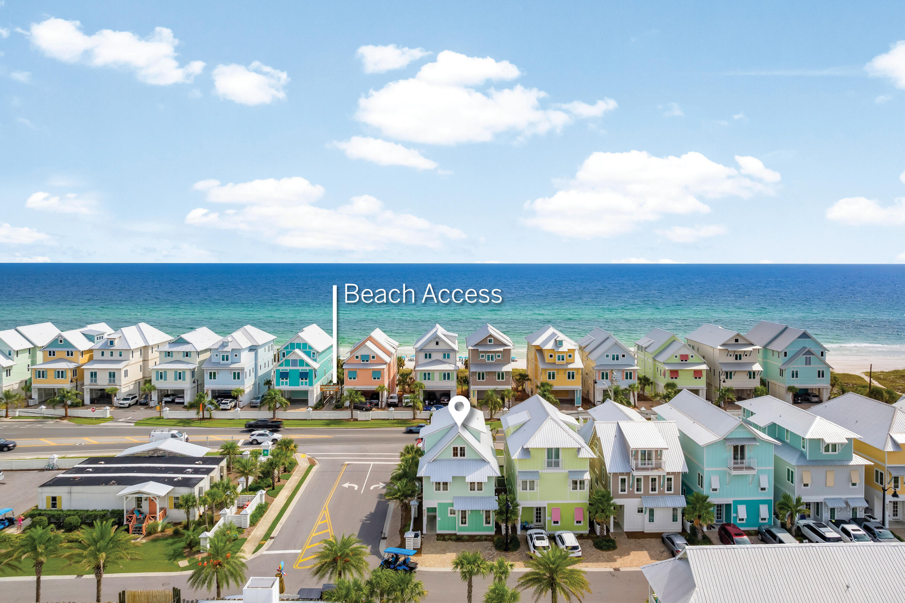 This stunning almost-new home enjoys a prime coastal location in the acclaimed community of Margaritaville Beach Cottage Resort, Panama City Beach's newest luxury resort. Located just yards from gated beach access and the community pool complex, this beautiful beach cottage has magnificent gulf views from the second and third floor balconies. Built in 2023, this fully furnished Key-West-style home has a cocktail-inspired color palette with an open concept layout that's ideal for relaxing and entertaining. It showcases a host of attractive design features, including stylish shiplap walls and a first-floor guest suite. The fully fenced backyard creates a private oasis with low-maintenance turf and a covered porch with a private hot tub for lazing away the days in total relaxation. Indoors, practical wood vinyl laminate flooring complements the white kitchen cabinetry with dark blue tile accents as a backsplash. Four tall chairs are lined up around the breakfast bar with extra seating in the dining area. The open sitting room is a social space complete with a wet bar and a beverage refrigerator. Three floors of accommodations offer multiple porches and balconies for hanging out in the sun. Just add friends, cool drinks and a good book. 

Five generously sized bedrooms all have lots of light and storage, while four luxury bathrooms and a half bath have a sleek contemporary finish. The top floor includes a game room and a bunk room that's sure to be a big hit with young guests. An exterior spiral staircase provides easy access from the bedrooms to ground level for those eager to get out for a morning stroll before breakfast. Offered turnkey, this gorgeous beach cottage is rental-ready for owners or investors looking to welcome their first guests. 

This incredible beach house has two dedicated parking spots and direct access to the resort's zero-entry Oasis pool and a heated infinity pool for year-round fun. By day, the water slides and 425-foot lazy river offer cool activities for all ages right next to The Salty Rim Bar and Grill. After dark, the resort buzzes with dining options and nightlife, including movie nights and live entertainment seven nights a week. Just minutes from Pier Park shopping and dining, this home is superbly located for exploring everywhere on foot. Close to golf, entertainment and family attractions, it is also conveniently close to Northwest Florida Beaches International Airport (ECP) for weekend getaways.