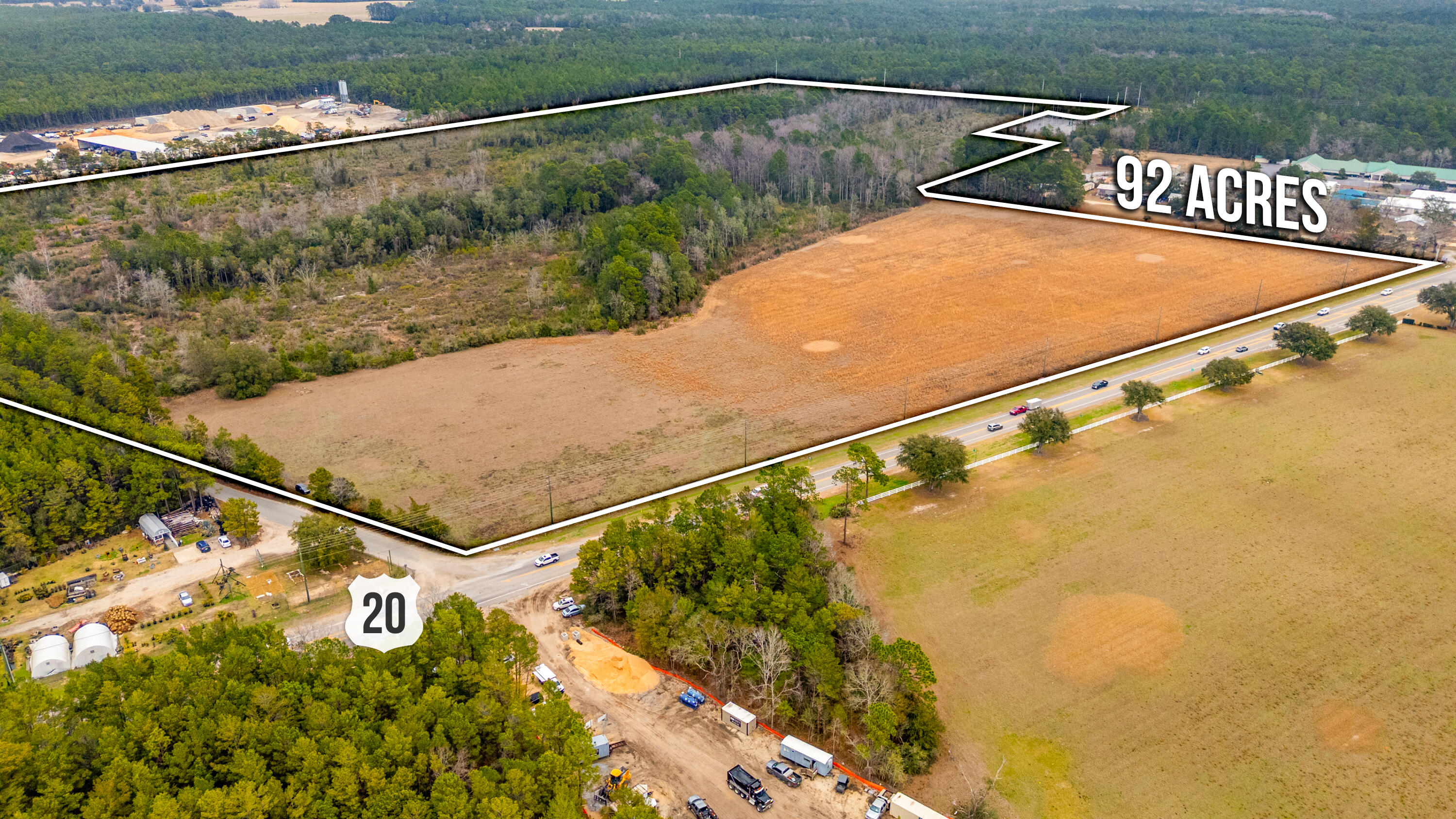 OPPORTUNITY RETURNS!  NO FAULT OF SELLER OR LAND!   PRIME LOCATION!  92 ACRES for COMMERCIAL, MIXED USE, LT INDUSTRIAL DEVELOPMENT! In Freeport City Limits & directly across Hwy 20 is Hammock Bay entrance. Freeport needs new Comm Dev with the area growing by leaps & bounds. New Apts being built across Hwy 20. Ideal site for Retail, Medical Center, Townhomes, Office/Warehouse, Hotel, Grocery & more. 14 Acres on Hwy 20 has approx.1320 ft & all utilities available - cleared & ready. The north 78 Acres is wooded & has approx. 1500 ft frontage on Ben King Rd. Easy Commute on Hwy 20 to Eglin AFB, Mid-Bay Bridge to Destin & east to Hwy 331 for north/south travel to the Interstate or the Beach! NW Florida International Airport approx. 30 min to the east via Hwy 20 & 79. See the Vision Here & Now!