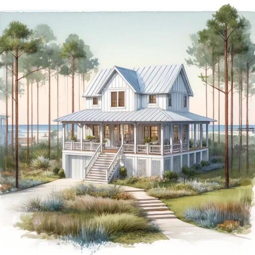 PHASE 2 Homesite PRESALE  Introducing an exceptional opportunity to purchase Lot #10,11, and 12 nestled along Churchill Bayou Road: Lot #10-12 will be offered with the convenience of county water and sewer.  Situated in a peaceful setting off the Churchill Bayou.
Encompassing 0.42 acres, this Homesite offers a canvas for crafting your dream coastal retreat. Fantastic opportunity whether you are inspired to build a quaint seaside cottage or a modern architectural masterpiece. Home Renderings shown are for inspiration purposes only.
(Floor plan is property of architect. Proportions will need to be adjusted to  25 X 40 feet long for each lot. The perspective gives the impression to scale within the wooded conservational zoning and setting.
