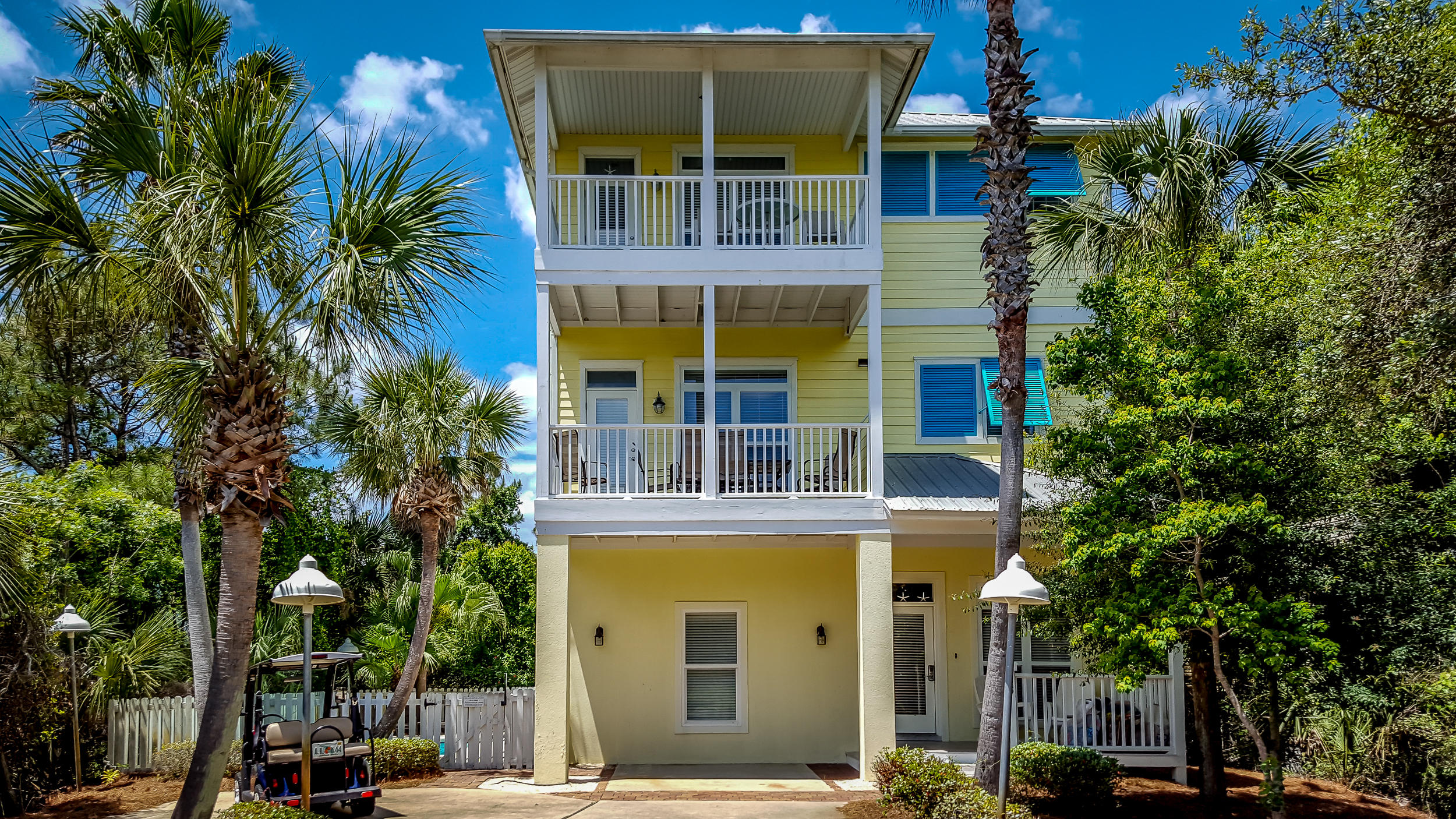 HURRICANE MICHAEL RENTAL South of 30A - 4 minute walk to the beach. This home could be comfortably shared 2 families. First Floor has kitchenette with fridge and microwave, master suite with king size bed and large private bath with walk in shower. Also on main floor is laundry, Bunk room with full size bottom bunk, full guest bath with shower and full size pull out sofa. The kitchen is on the main floor along with Gulf View balcony on front and back of home. Large open living room, newly decorated, guest bath, King Bedroom and full sleeper sofa. Top Floor has Gulf view master suite w/ private bath, jacuzzi tub, guest bath room with tub, queen room and kids bunk room with full size bottom bed. There is a gas grill and private heated pool.