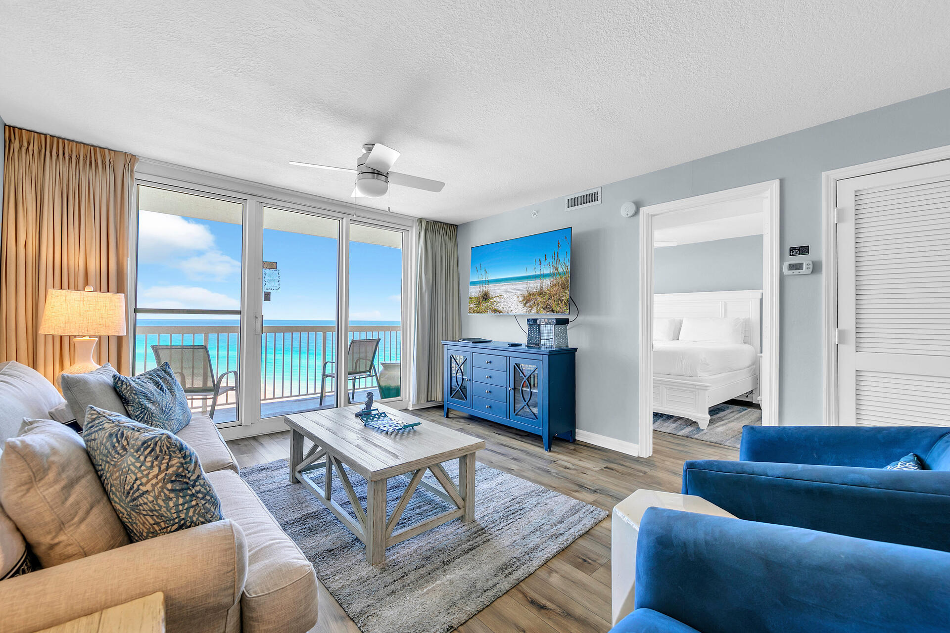 BACK ON MARKET! Stunning views of the Gulf of Mexico from the 17th floor at Pelican Beach! Incredible opportunity to own an updated 2 bed/ 2bath condo at Pelican Beach! Located directly on the famed beaches of Destin...enjoy sun-splashed days of swimming and relaxing before coming home to this super spacious 2 bedroom condo with incredible Gulf views. This beach inspired condo offers a large master suite with GULF views along with a private bathroom, spacious guest bedroom, guest bath, in-unit laundry, and open kitchen/living room overlooking the ocean. This condo is turnkey, fully furnished, and rental ready! This unit has been fully renovated and updates of this unit include LVP flooring, quartz countertops, stainless steel appliances, and new coastal modern furniture Pelican Beach is centrally located to all the dining and entertainment Destin is famous for including spas, shopping, golf, fishing and more! Pelican Beach has an amazing resort style amenities, including: three swimming pools (one indoor), tennis, hot tub, huge sun deck, beachfront grill, fitness center, sauna, building security system with cameras, upgraded cable and super high-speed internet, on-site cafe and market, 24 hour reservation desk, convention/meeting services and covered parking garage! This unit is ideal for a beach getaway or investment property! Coastal living at its finest! Call to book a private showing!