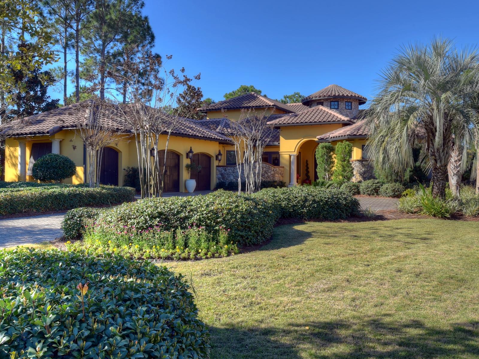 Magnificent & Stunning! They're just aren't any words to describe this beautiful custom home in Island Green within the gates of Sandestin! As you enter the beautiful spacious foyer, your eyes are drawn to the Cupola above. French doors open to the pool and the beautiful lake for a picturesque view. On the right is the master suite and spa bath. and to the left is the barreled ceiling hallway. You'll find the study on your left which opens through French doors to a tranquil courtyard. Step into the gourmet kitchen that opens into the huge great room with custom wall unit and a beautiful wall of windows overlooking the sparkling lake. Just off the kitchen is the casual dining area which is just steps from the Old World wine cellar. Just past the "designer laundry room" is the Guest Bedroom with beautiful decor and the spa like bathroom.  Don't miss the media/family room up the stairs and down the hall of fame...this incredible family room equipped with a mini kitchen including dishwasher, microwave, and frig/cooler... Spectacular sound system  to play all your favorite movies or gather at the game table for a game of cards! The upstairs lanai has new screen enclosure for year-round use!   The  outdoor living area of features pool with hot tub, automatic start fire pit, gas grill and warming drawer,  fireplace with gas logs. Just inside the cabinet above the FP is a swing-mounted TV to keep you  entertained! For your convenience there's a full bath with river stone flooring  and a matching shower to keep you and guests from slipping. This bath is tucked in between the fire pit and the  French doors. All TVs are smart TVs and home comes with a full house generator that's nearly new with 48 KW.  Some fireplaces are remote. Huge yard is fenced with beautiful iron.  Also, there's all new electronics throughout with a smart phone application so you can remotely control your home!   Bottom line...you must see this house to believe it!  Schedule your private tour today...it won't last long!
Sandestin has a 24 hour guarded entrance with  Full security staff at all times... Also there are three owners pools  scattered about the resort.  The association dues  and the master association total 517 per quarter. Owner is responsible for their own lawn maintenance... Cable TV and trash pick up is included in your dues. Please allow two hour notice so that Agent can accompany.