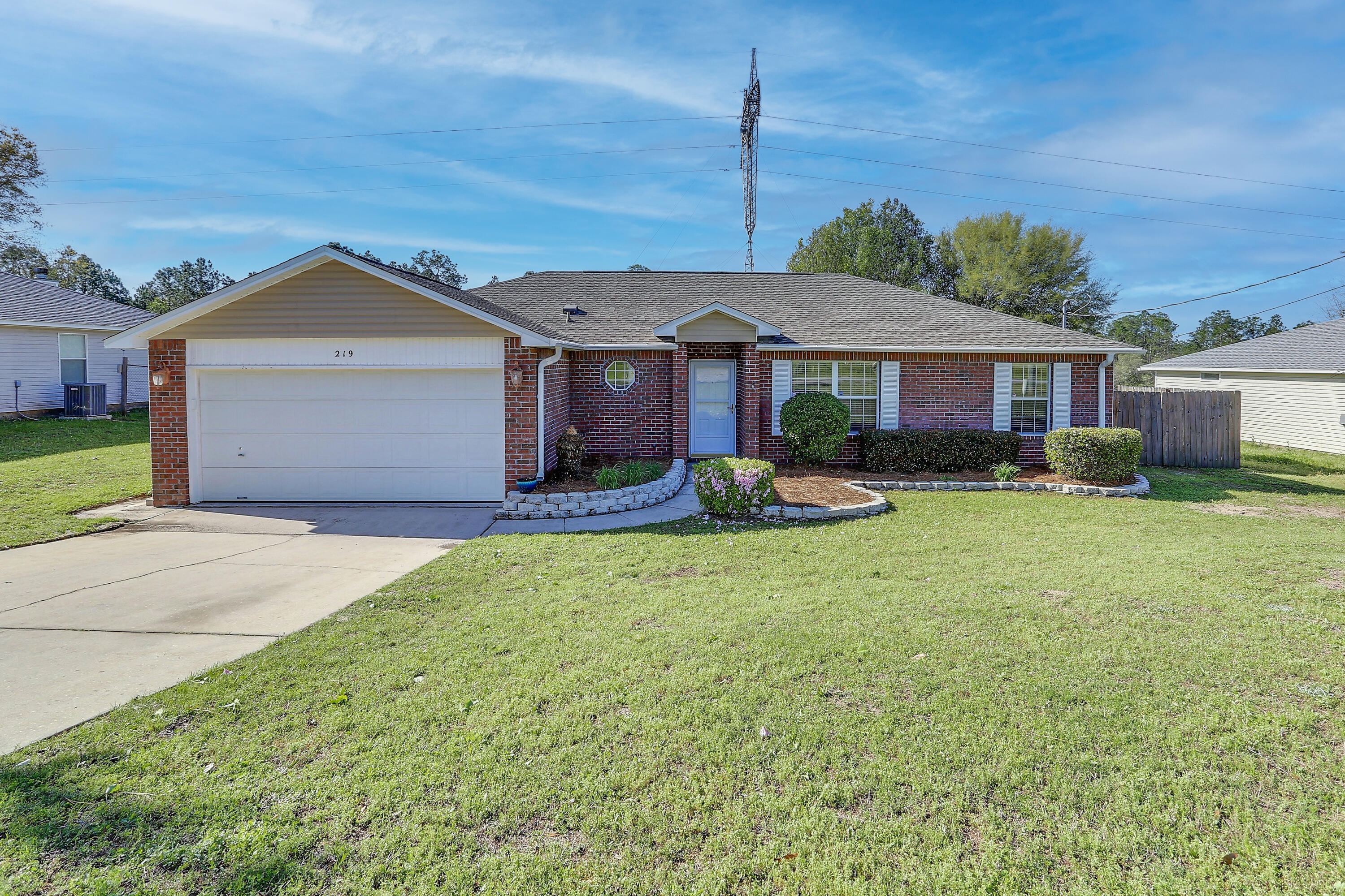 Don't miss out on this beautiful home on the south end of Crestview.  Walk into the entryway into your large living room, then enjoy your galley kitchen with a great eat in area. Rest easy in your large master bedroom featuring an on suite master bathroom. Also in the home in 3 additional bedrooms, a spare bathroom, laundry room, and plenty of storage space. Enjoy the sweet summer nights in the backyard on a fantastic wooden deck. You will have plenty of storage between you 2 car garage and the storage shed in the back. All rooms have just been repainted in a gorgeous pale gray color. New gutters on front & back of house. Also landscape has been spruced up. Roof was replaced in 2019, and HVAC replaced in 2014.