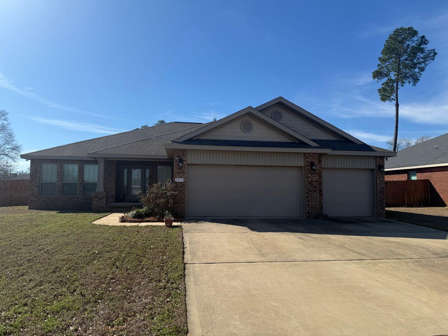 Move-In Special Available! (50% off first month's rent) *Professional Photos coming soon* Don't miss out on this beautifully designed 4 bedroom, 3 bathroom (and 3 car garage!!!) home in the sought after Brooke Estates community of Crestview! Offering over 2,500 square feet of living space, this home features an open and bright floor plan perfect for both everyday living and entertaining. The spacious layout flows seamlessly, creating a welcoming atmosphere throughout. Enjoy outdoor living in the fully fenced backyard - ideal for relaxing or gatherings. Additional highlights include the three-car garage, upgraded LVP flooring, premium kitchen appliances/countertops,  and energy-saving solar panels (monthly electric/solar fee applies) making this home as efficient as it is welcoming. Brooke Estates offers residents access to a large swimming pool & tennis courts. Evening walks around this beautiful neighborhood are sure to be a favorite and a location near schools and shopping allow for a convenient lifestyle. Contact us today to schedule a showing!