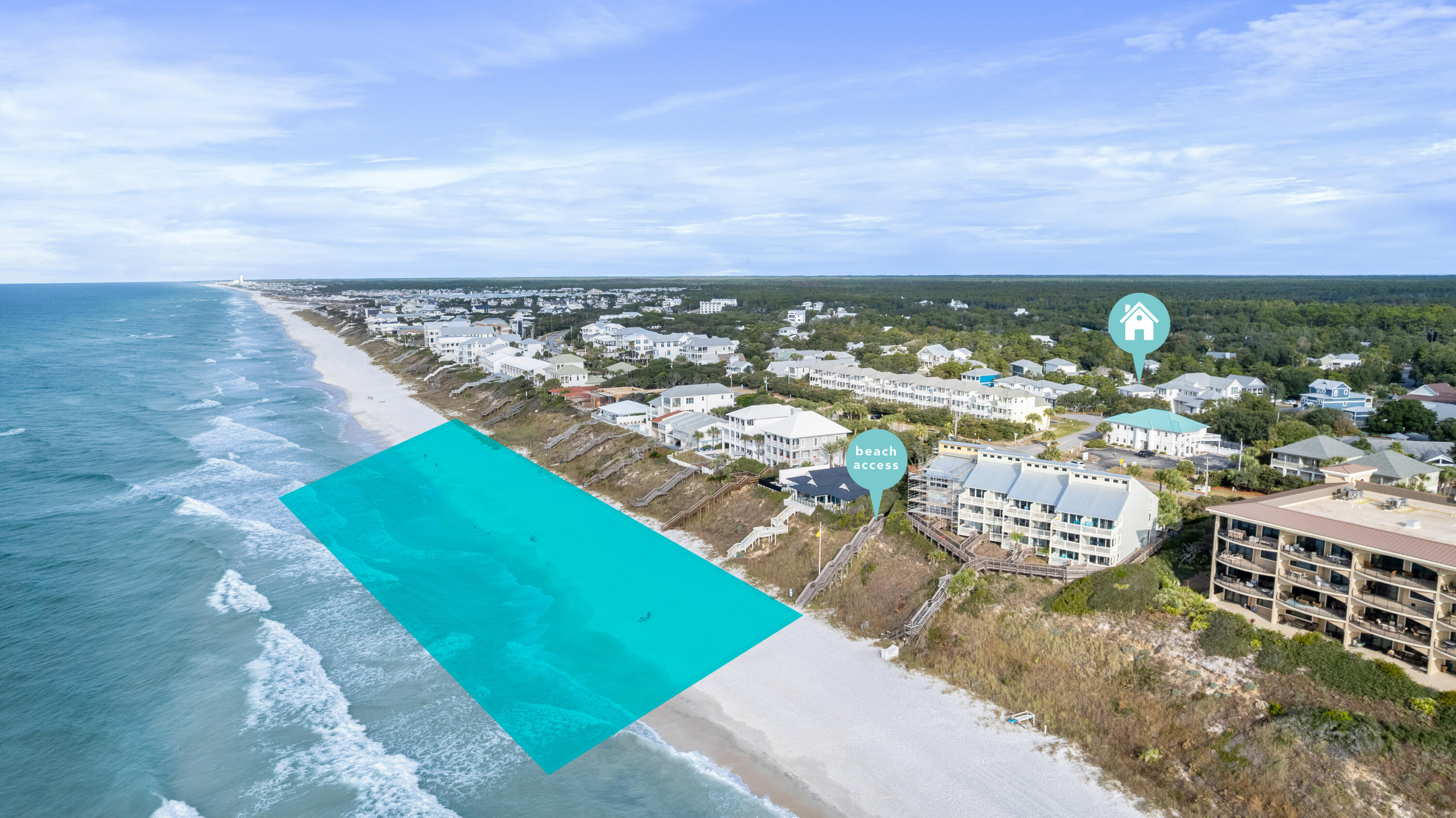 Private Heated Pool & Vacation Rental Capable! Stunning Coastal Beach home located on 30a East just one block back from a large Public Beach Access with 700 ft of beach frontage on the Gulf! This Professionally Decorated home features 5 generously sized Bedrooms, all with En Suite Baths. Two of the bedrooms are located on the 1st floor along with the Open Concept Living, Kitchen & Dining Area. The 2nd floor is comprised of 3 more bedrooms & a spacious sitting area with a Wet Bar & Beverage Fridge. Features of the home include 2 Master Suites, Quartz Countertops, Stainless Steel appliances, Recessed & Designer Lighting, Steam Shower, Shiplap Walls in the Common Area, Shiplap Feature Walls in the Bedrooms, Summer Kitchen, Covered Porches & a Covered Parking area that allows for a Golf Cart.