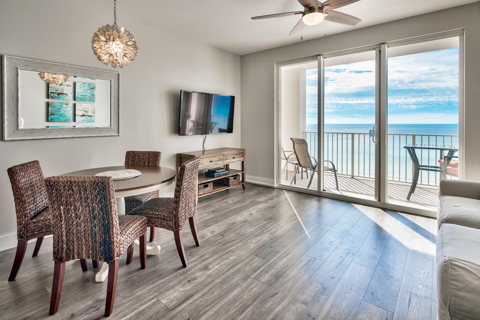 This 1 bedroom fully furnished unit comes with built-in bunks in the hall as well as a sleeper sofa in the living area easily accommodating 6 people. The condo offers two full bathrooms and breathtaking views of the gulf from the kitchen, living room and balcony. The owners spared no expense during the full remodel of the kitchen, including quartz countertops and stainless steel appliances. This unit also comes with an option to purchase an UNDERGROUND DEEDED PARKING SPACE! Majestic Sun B706 is turnkey and a fantastic investment property with rental income history exceeding $50,000. 
Majestic Sun amenities include a heated pool, fitness room, owners club AND is located on Seascape Resort which offers 2000 feet of gorgeous deeded beach, 300 acres of lush greens and tranquil lakes, golf, tennis, bike and golf cart rentals and is centrally located to shopping, restaurants and much more...