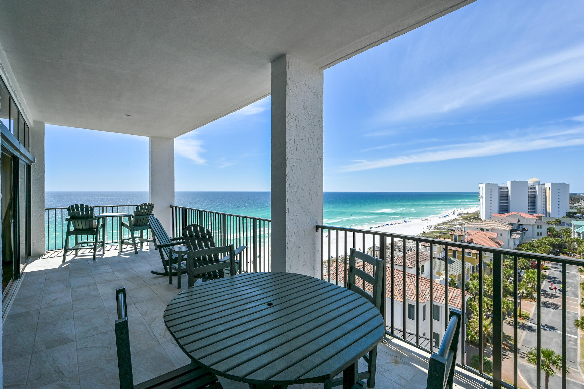A Jill Doughty design, this gulf-front three-bedroom residence sprawling half of the ninth floor is the epitome of private coastal living. Inspired by the endless horizon and the promise it carries, the recent remodel encompasses an open-concept and a modern-sophisticated flair. Upon initial entry, the grand vestibule leads the way to the foyer showcasing 10' ceilings, aged Oak hardwood flooring, and countless premium finishes that are carried throughout.

The expansive main living and dining areas offers sweeping 180-degree views of the turquoise hued waters effectively blurring the line between indoors and out. The gourmet kitchen encompasses custom cabinetry, dual kitchen islands, quartz countertops, and a luxury appliance suite. Ideally situated to prepare a morning beverage or evening night cap, the fully equipped wet bar is located just off the living area and steps away from the balcony which is the perfect place to admire the new palate of mesmerizing hues emitted by the renowned Emerald Coast sunsets each night. Synonymous with relaxation, the bright and airy main suite is a true oasis boasting floor to ceiling windows, a nook for a desk area, and dual walk-in wardrobes. The sumptuous ensuite features dual vanities, custom tile selections, and an oversized rainfall shower. Flooded with natural light, the two junior suites also enjoy beautiful views paired with spa-like ensuites and walk-in wardrobes. 

The complex is in the process of a full exterior renovation that is nearing completion, which has been paid in-full by the Sellers, including an add-on of new high-impact hurricane shutters. When it comes to ultra-luxe Gulf front living, the allure and stature of Regency Towers remains unrivaled. The intimate non-rental low-density community is tucked away behind the private gated entrance and bordered by lush vegetation reigning on nearly five acres. The sought-after complex affords residents with world-class amenities including concierge services, on-site security, covered parking, club house, game room, fitness center, dual saunas, pool, tennis court, basketball court, shuffleboard, private beach frontage, and a dedicated climate-controlled storage area for each residence. Inquire today to arrange a private viewing and start living the coastal lifestyle you deserve.