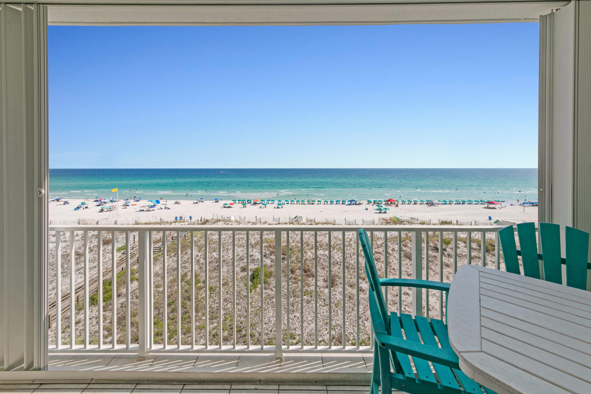 IT'S ALL ABOUT THE VIEW!! In Gulf Dunes, home to the ultimate luxury coastal lifestyle - you'll find this fabulous 5th floor 1 bedroom + bunks, 1.5 bath condominium! Gorgeous panoramic views of the beachfront and Gulf of Mexico from this elevated 5th floor condo with direct beach accessibility and beach walkways! Spacious and well equipped, this condo offers a desirable floor plan which boasts elevated 9ft ceilings with a spacious master bedroom, hallway bunks, and gulf front family room with balcony access. This condo is turnkey, fully furnished, and rental ready. Upgrades include tile floor, granite countertops, stainless steel appliances, and coastal modern furniture.
 Gulf Dunes Resort boasts 425' of Gulf front, 2 swimming pools (1 seasonally heated), tennis courts, bbq area and exercise room. Okaloosa Island is known for its great entertainment, beautiful beaches, summer fireworks, and restaurants including the popular ''The Gulf'' and ''AJ's Oyster Shanty''. This unit is ideal for a beach getaway or investment property. Call today to book a private showing!