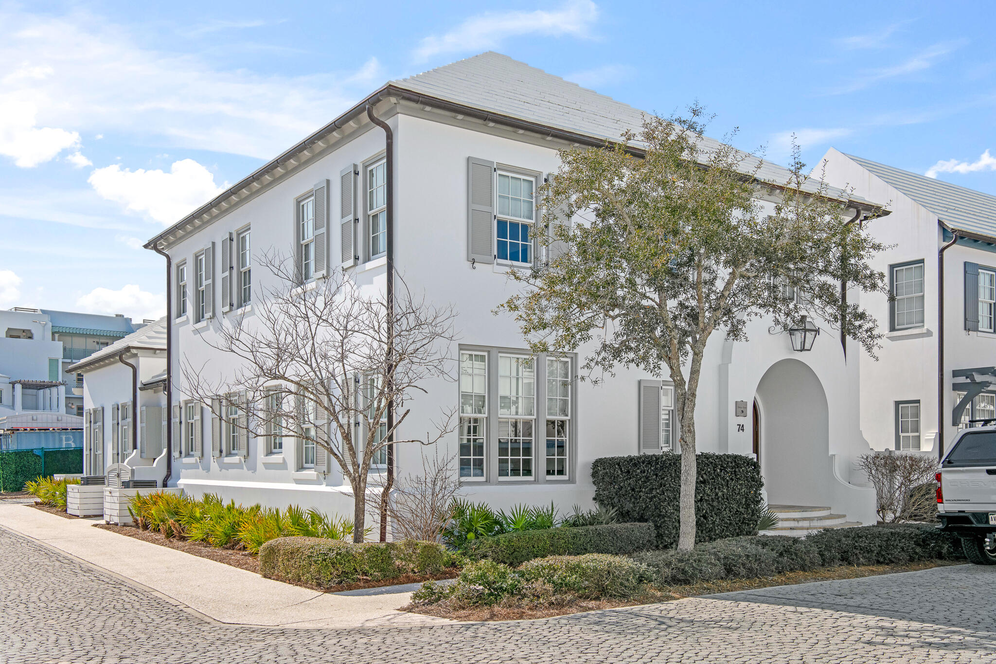 This elegant and family-friendly home designed by T.S. Adams Architects offers 4 bedrooms, one bunk room, and an open floorplan plus a two car garage. Recent updates include a new energy efficient HVAC system in 2024, complete painting and resurfacing of exterior doors and windows and new exterior paint. A full height dual zone wine refrigerator, new Thermador coffee maker, marble waterfall kitchen island countertop, new sink and faucet with 4-step water filter mark updates in the kitchen. The spacious courtyard boasts a 42'' Alfresco grill and hood, new fountain feature, tile, and irrigation. Control-4 automation is installed for HVAC as well as interior lighting.