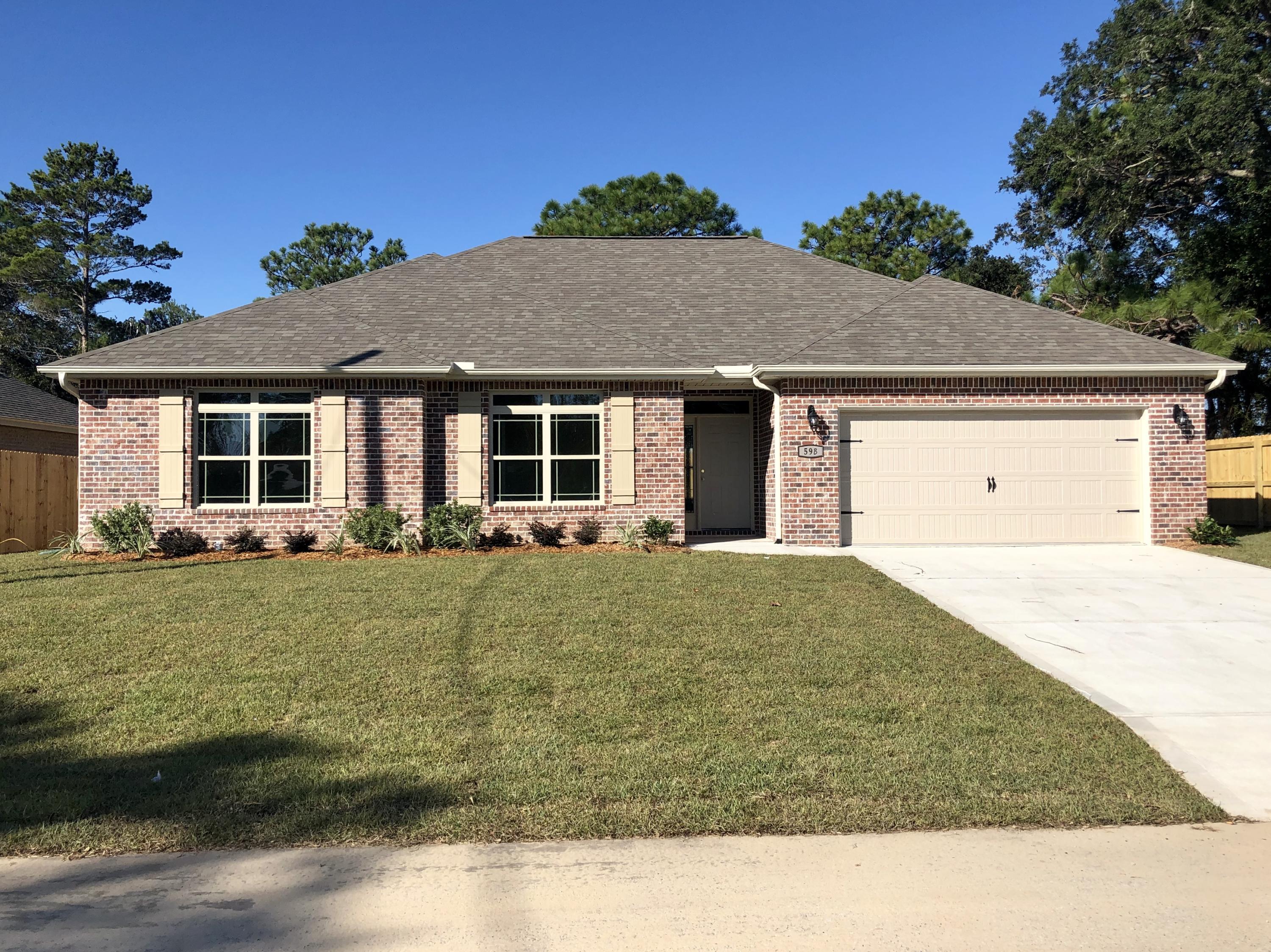 Welcome home to this beautiful BRAND NEW 4 Bedroom 2 Bath home located on a corner lot in Shalimar, Fl . Easy commute to Eglin AFB and the white sandy beaches of the Emerald Coast.
This home has an open floor plan. Master Bedroom offers tray ceilings, large walk-in closet, double granite vanities, garden tub, with separate shower. This home boast a beautiful kitchen with beautiful cabinetry, granite counter tops, large breakfast bar. Have many wonderful gatherings on this covered patio and beautiful fenced backyard. Buyer to verify all measurements of importance to be accurate. More pictures to come.
