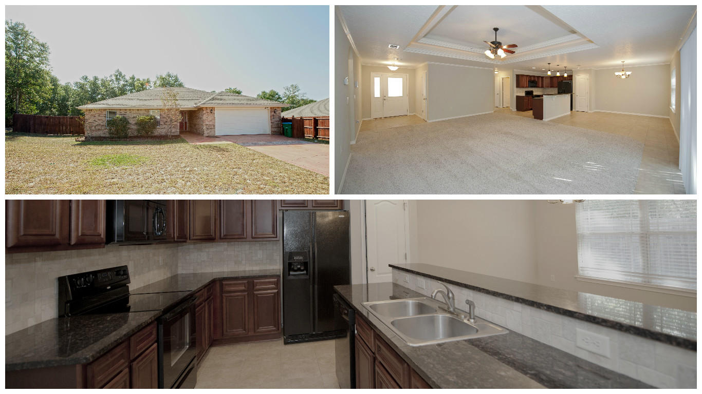 GOLD STAR PROPERTY! NEW PRICE! Move-in ready! All brick home tucked away in Trailwood Estates that backs to the woods. Located just a short walk to Walker Elementary school, local shops and restaurants. This home features custom concrete driveway, granite kitchen countertops, double trayed ceilings, breakfast bar, laundry room with plenty of storage and a folding table, along with much, much more! Come take a look at this beautiful 1833 sq foot 3bed/2bath/2car garage home with fenced backyard! Home warranty to be provided. You don't want to miss it!