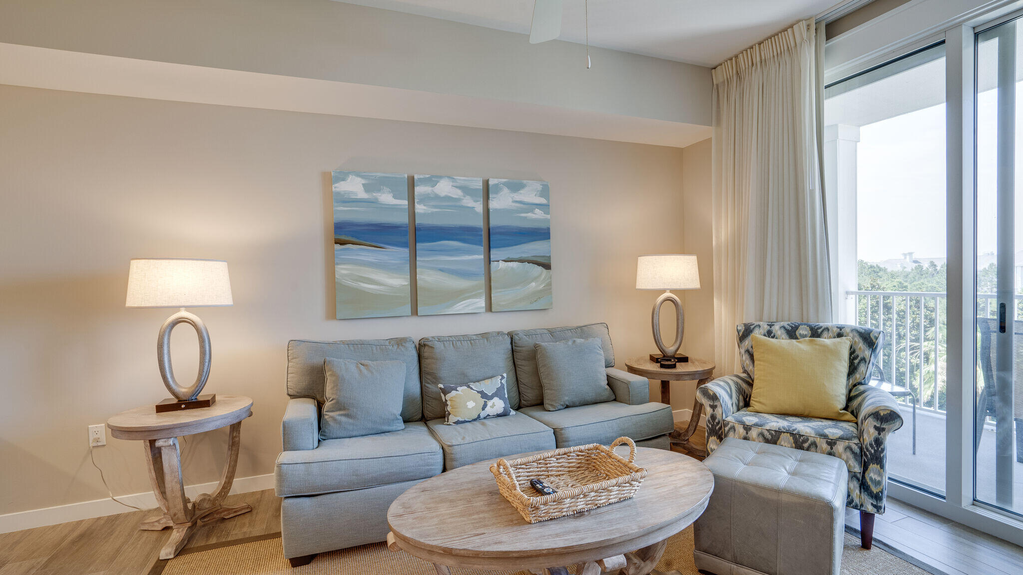 Sixth floor resort condo overlooking Grand Gardens! M-rated on Sandestin Rental with porcelain tile plank flooring, granite counters and contemporary furnishings.  Elation offers a sparkling resort-style pool, hot tubs, and a well manicured Grand Gardens for those afternoon strolls. Elation is located adjacent to the fabulous shopping, formal and informal dining and night life hot spots in the pedestrian Village of Baytowne Wharf as well as the major conferences and events held at the Grand Sandestin. In addition, owners have access to the private Solstice Club, an amenity featuring grills, screened porch with gas fireplace, indoor bar, flat screen TV and comfortable seating inside and out. Every Tuesday night, you can watch fabulous fireworks from your balcony.