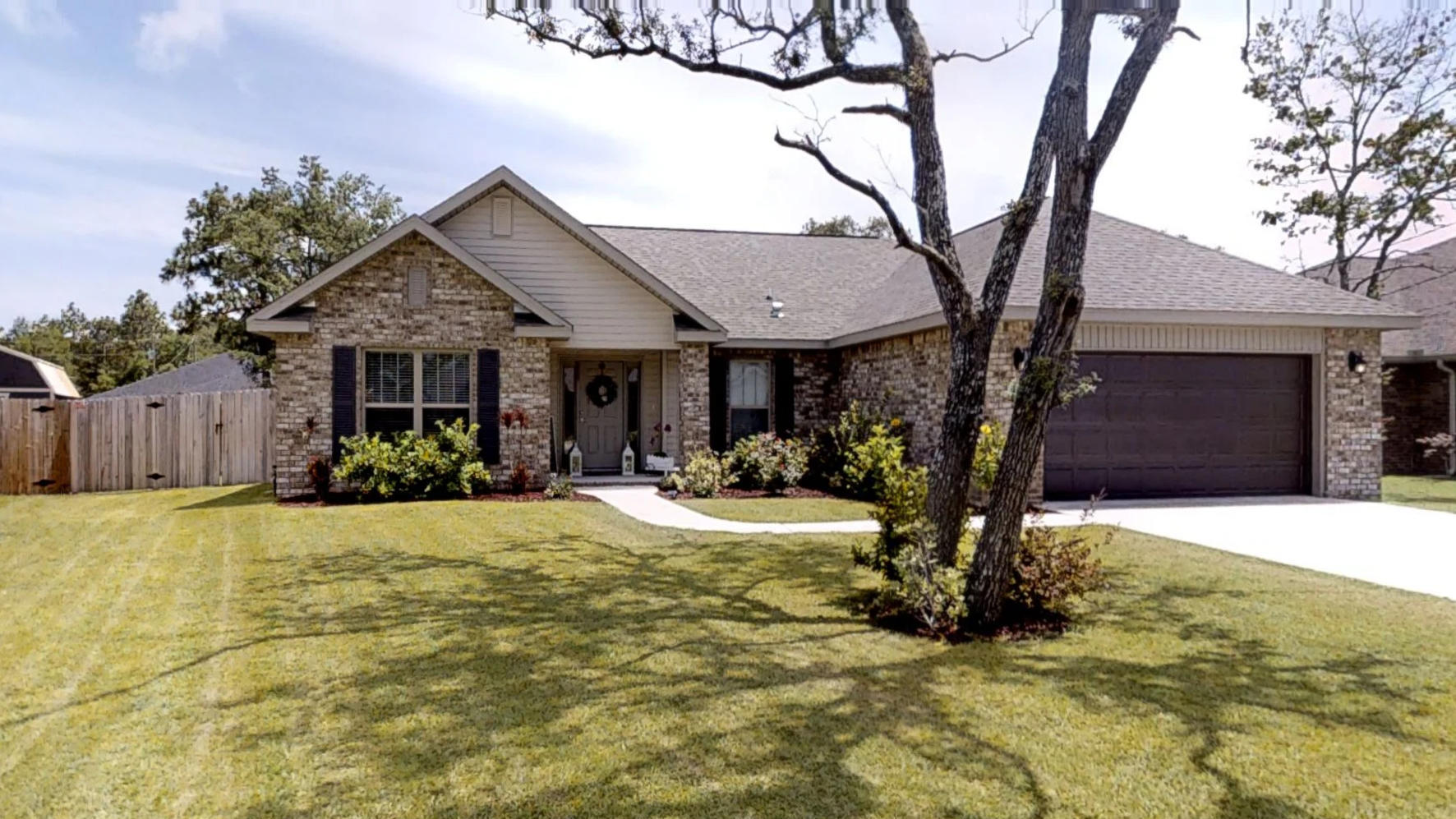 This home has all you need! Delightful 3 bedroom/2 bath home located in a lovely subdivision with underground utilities. Step into the foyer and you have stepped into a well designed home and less than 2 years old! The Family Room is open to the Kitchen and Cafe boasting granite countertops, stainless appliances, Armstrong cabinets, a huge island and 10 ft ceilings. A great space for entertaining! Shaw luxury wood vinyl plank throughout the entire home for easy maintenance. The master bath features a separate shower, garden tub, double cultured marble vanity and two walk-in closets. Desirable split bedroom floor plan and a personal office completes this well appointed home. Enjoy the outdoors from the covered patio and privacy fenced backyard. The lawn sprinkler system keeps the grass and landscaping beautiful.  Fabric hurricane window coverings are easy to install and store.