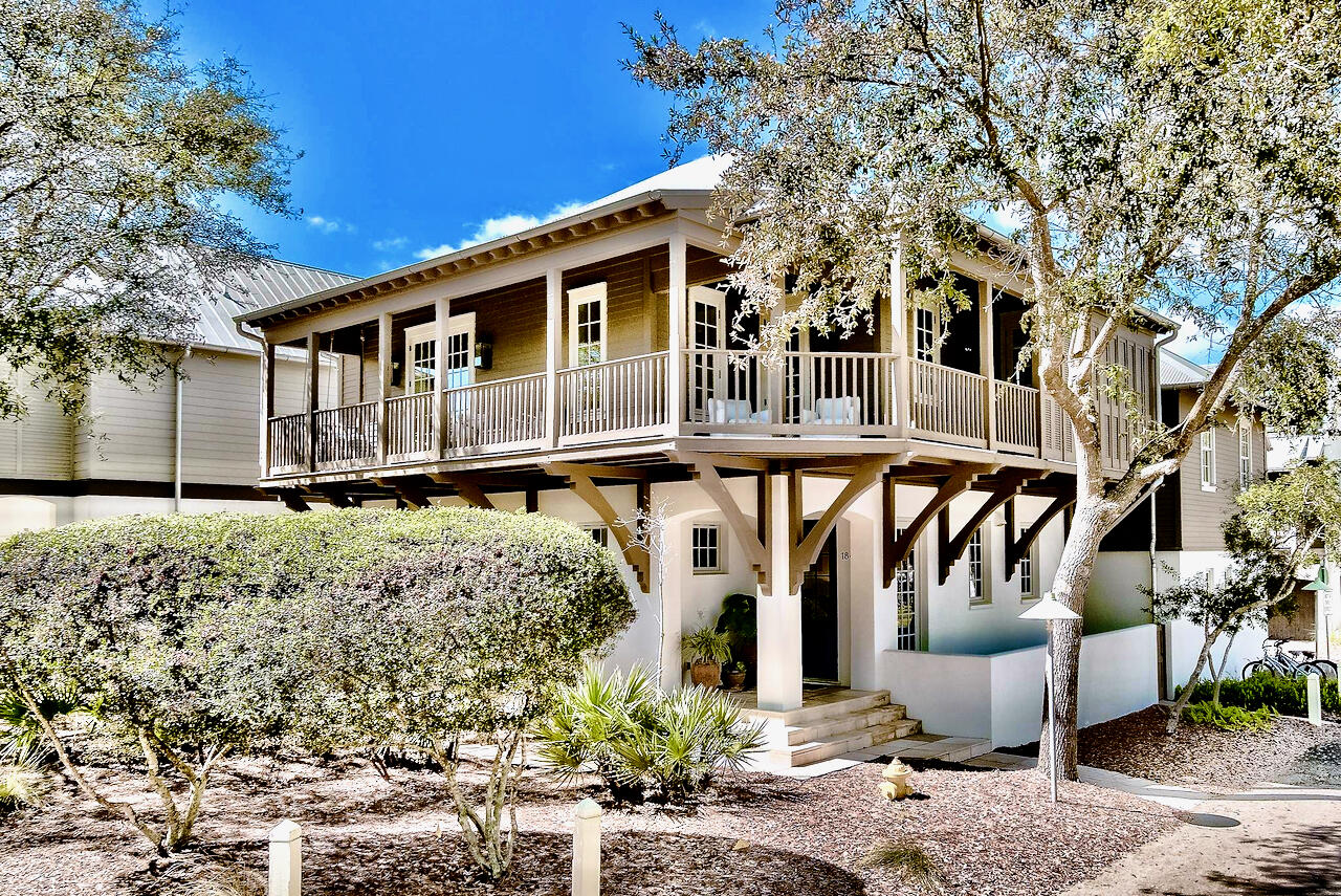 A gorgeous 4BR / 4.5BA home in Rosemary Beach! Ideally located on a corner lot across from the Fitness Center, Sky Pool and the highly regarded Racquet Club. The open floor plan seamlessly joins the gourmet kitchen and elegant dining and living area. French doors open to the private courtyard complete with peacock pavers and a relaxing water feature. Three ensuite bedrooms upstairs, including a large primary suite. The carriage house with a full kitchen is above the two car garage, perfect for accommodating additional guests. Walk to the beach, restaurants and all of the fantastic amenities of Rosemary  Beach. Ride a bike to more nearby shops and restaurants in Alys Beach, Seacrest Beach and 30Avenue. Live the 30A Lifestyle!