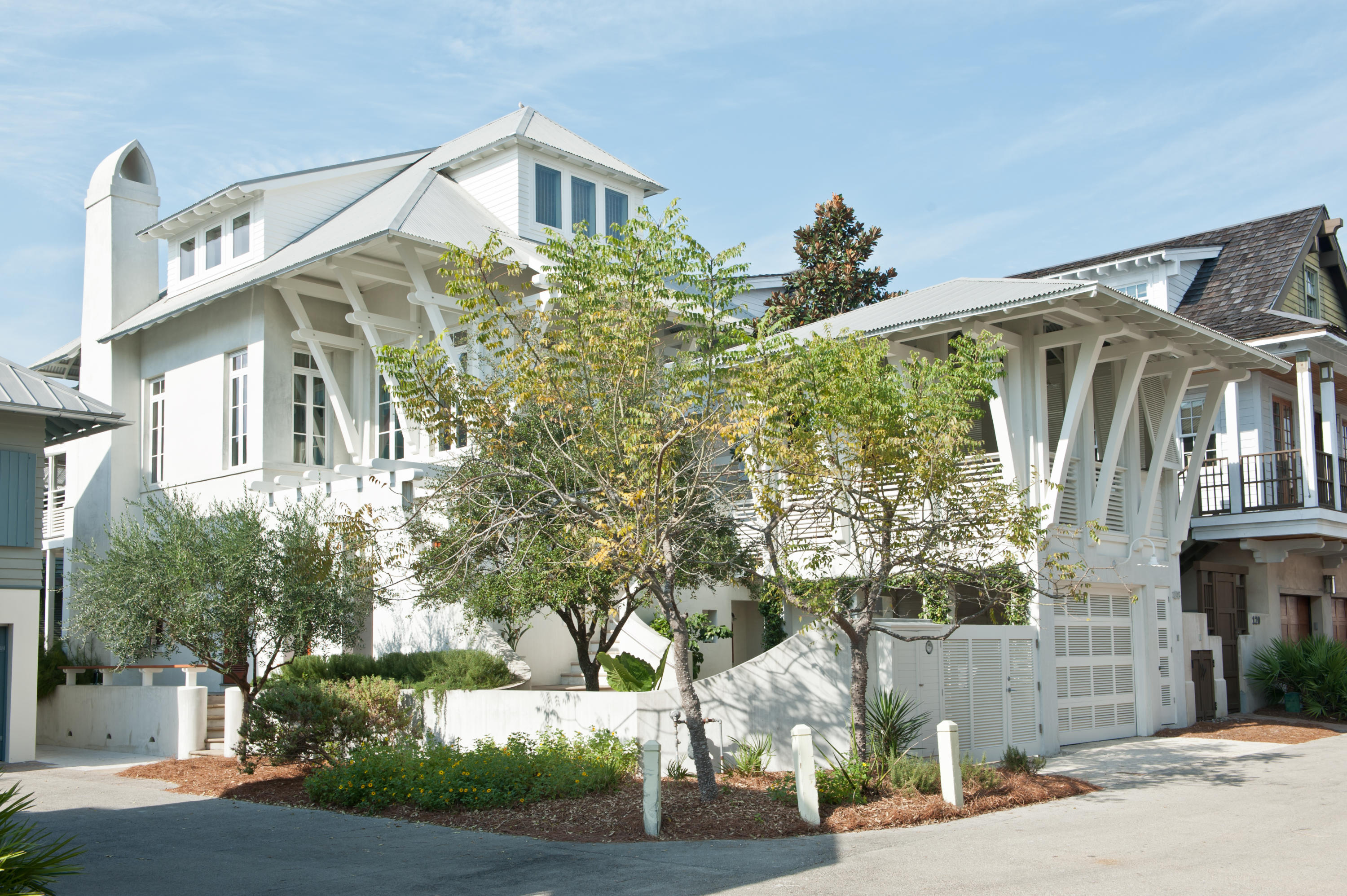 Luxury Contemporary Home in Rosemary Beach, Phase 10, South of Water Street, One House Off the Beach, with Killer Gulf Views. Featured in various architectural tours, this Julia Starr Sanford designed contemporary home is steps away from your beach chairs. This casual yet sophisticated home was meticulously designed for fun, comfortable living, and entertaining at the beach. With Rosemary's Main Street and Western Green just around the corner, you'll enjoy privacy with proximityin one of the best locations in Rosemary Beach. The second floor living, kitchen, and dining areas span an open full floor with an oversized porch and comfortable seating. The generous bedroom suite on the third floor has its own lounge and balcony with great views. There are two first floor bedroom suites, each with its own exterior entrance. Two private offices with gulf views make working from the beach a pleasure. An outdoor kitchen and dining cabana connects to the second floor kitchen for entertaining and grilling. In total, the home has approx. 1050 SF of covered exterior space in addition to the approx. 2,430 sf of conditioned space. In addition, there is the potential for a lap pool in the sunny courtyard and/or an enclosure of the first floor porch as it was designed to be a carriage house if so desired. The furnishings, included in the listing, were selected by "A-list" interior designer, Bill Stewart of William Stewart Designs in Atlanta. Importantly, this home has never been rented, and has been maintained in top condition. Artisan-built by Breaux Construction in 2005, this home features high-end materials such as mahogany doors, cypress walls, custom railings and built-ins, and walnut floors. Several of the many upgrades include: - SmartHouse  Audio Visual, Lighting, Internet - Geothermal HVAC system - Bulthaup tm Kitchen and Two Wet Bars - Upgraded Appliances - Adjustable Shutters to Maximize Gulf Views and Privacy - Contemporary Lighting - Professionally Designed Courtyard Garden - Two Fireplaces. House is sold furnished with exclusions.