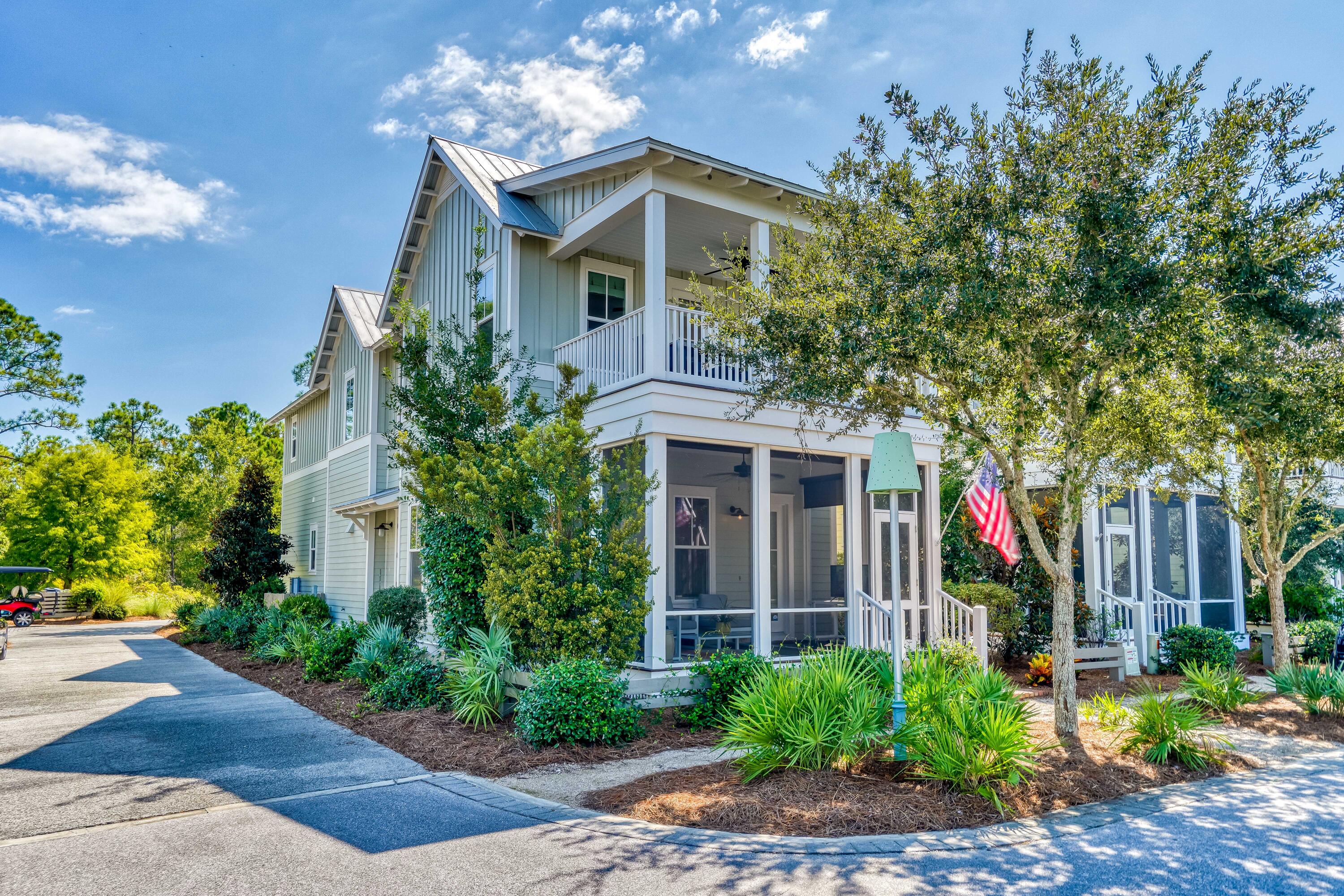 Fantastic, never rented home in Watercolor's Crossings District! Built by Huff in 2013, this 2,499 square-foot home features 4 bedrooms, 4.5 baths, two master bedrooms-one upstairs and one downstairs-full size laundry room and golf cart garage. Interiors include: cottage v-groove trim in living/dining area, Caesarstone countertops, custom cabinetry with easy glide doors/drawers, island/under cabinet lighting in kitchen, and pre-wired for security. Watercolor amenities include: Beautiful new beach club and pools, nature trails, kayaking, canoeing, tennis, fitness center and Camp WaterColor for kids of all ages. Centrally located to the best dining, boutique shopping, bike paths and golf courses the Gulf Coast has to offer.